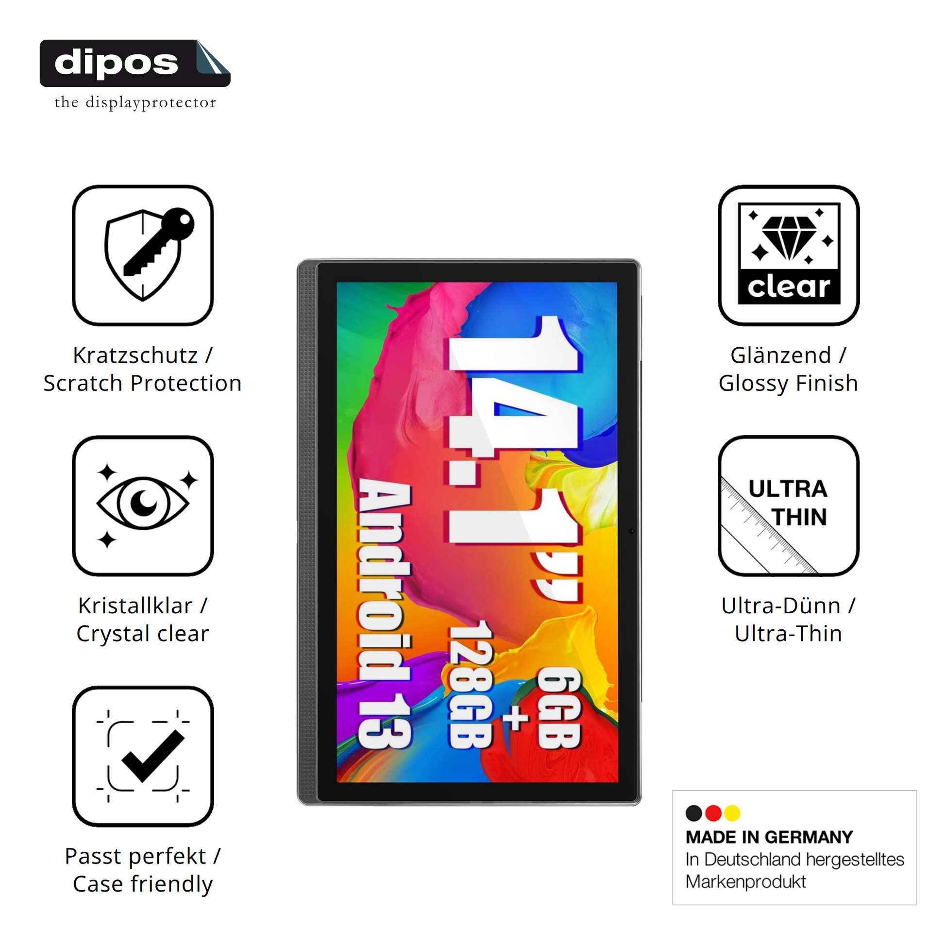 Displayschutz hergestellt in Deutschland, höchste Qualität made in Germany