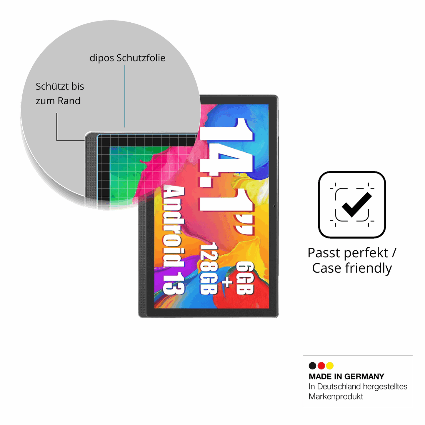 Schutzglasfolie mit optimaler Passform, zur Verwendung mit Hüllen geeignet