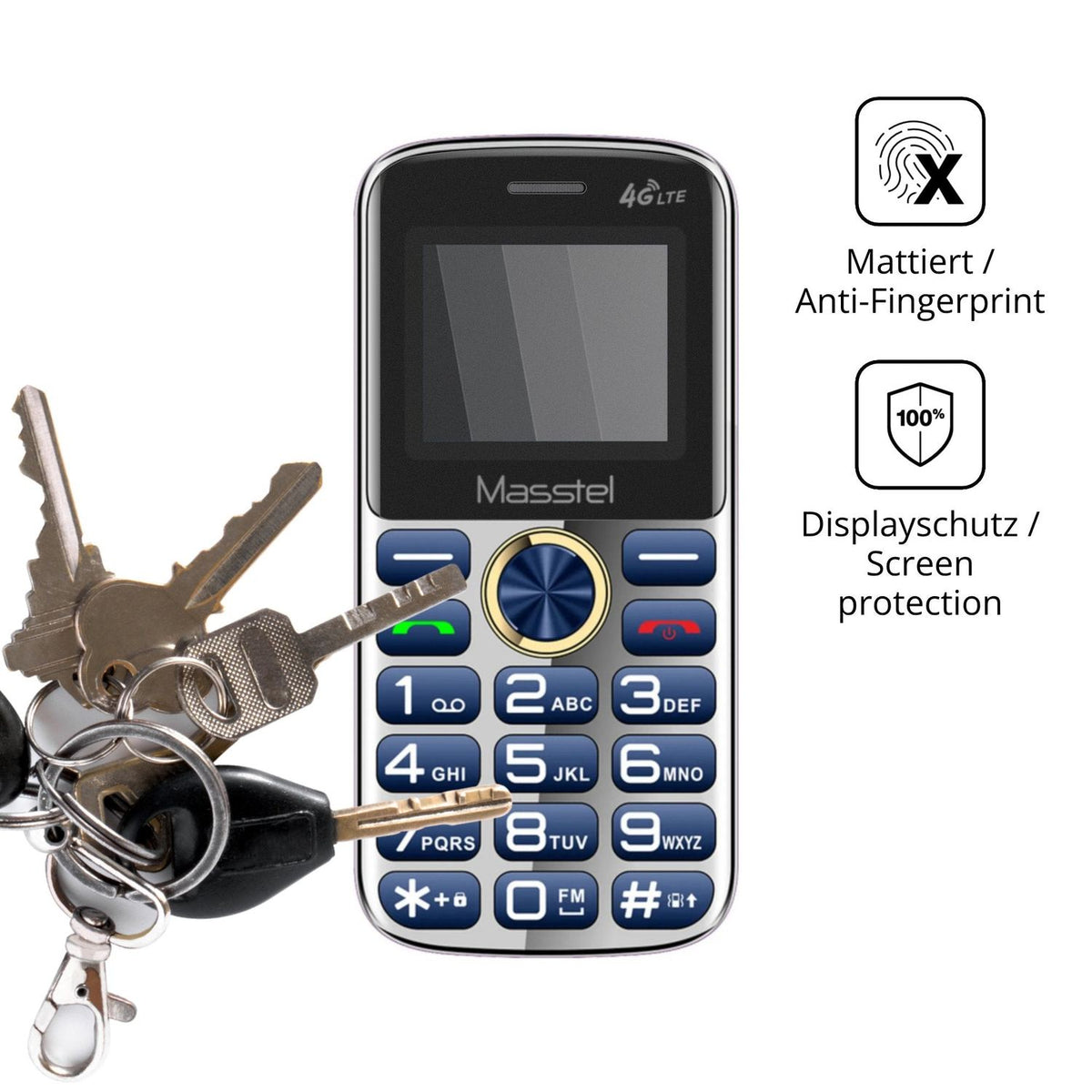 dipos Displayschutz für Masstel Fami 25, mattierte Oberfläche, Blickschutzfilter und perfekter Passform