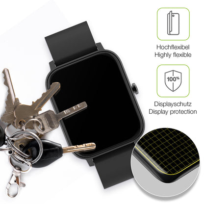 dipos Displayschutz für Matast Smartwatch, transparente Oberfläche, perfekte Passform auch für die Rundungen
