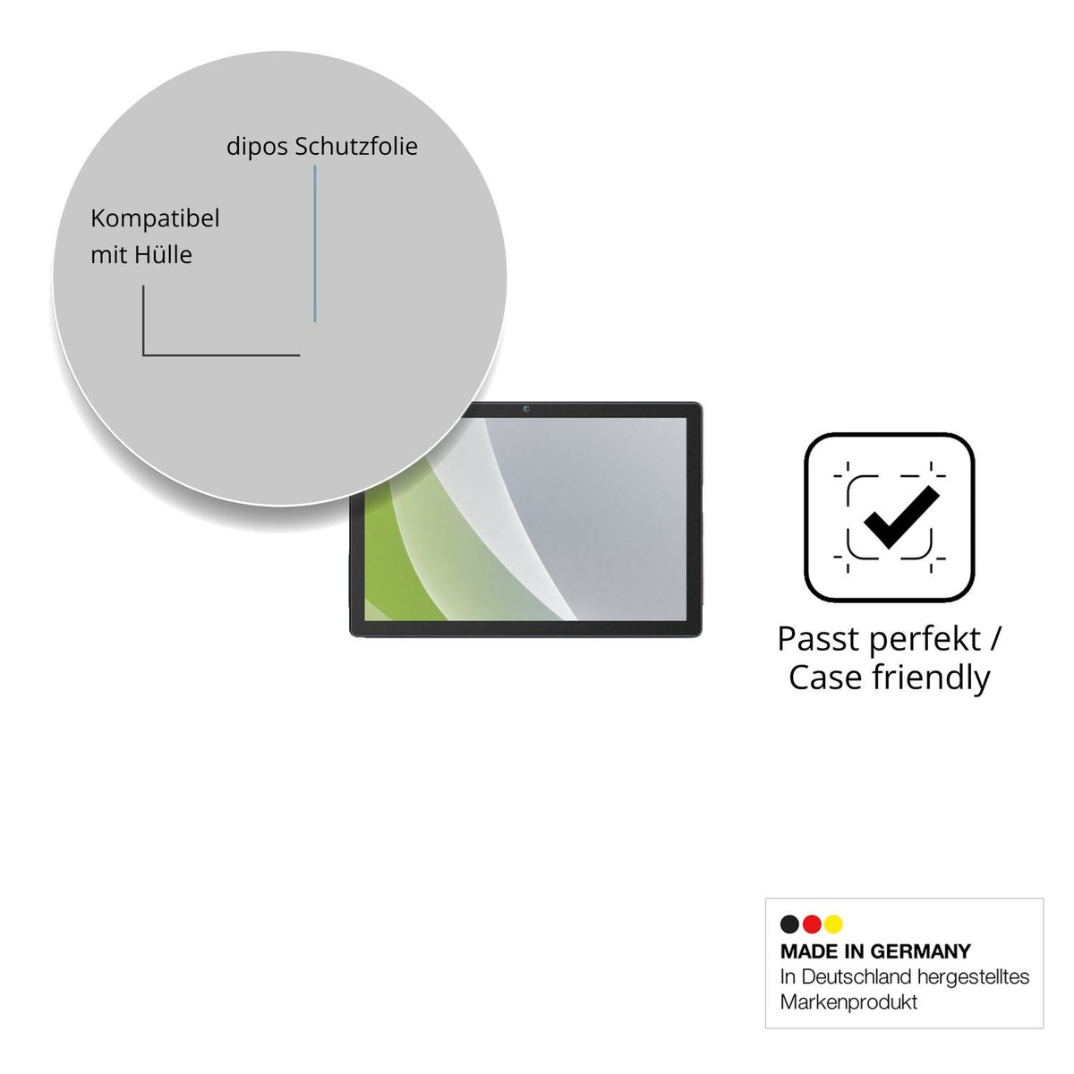 Schutzfolie mit optimaler Passform, zur Verwendung mit Hüllen geeignet