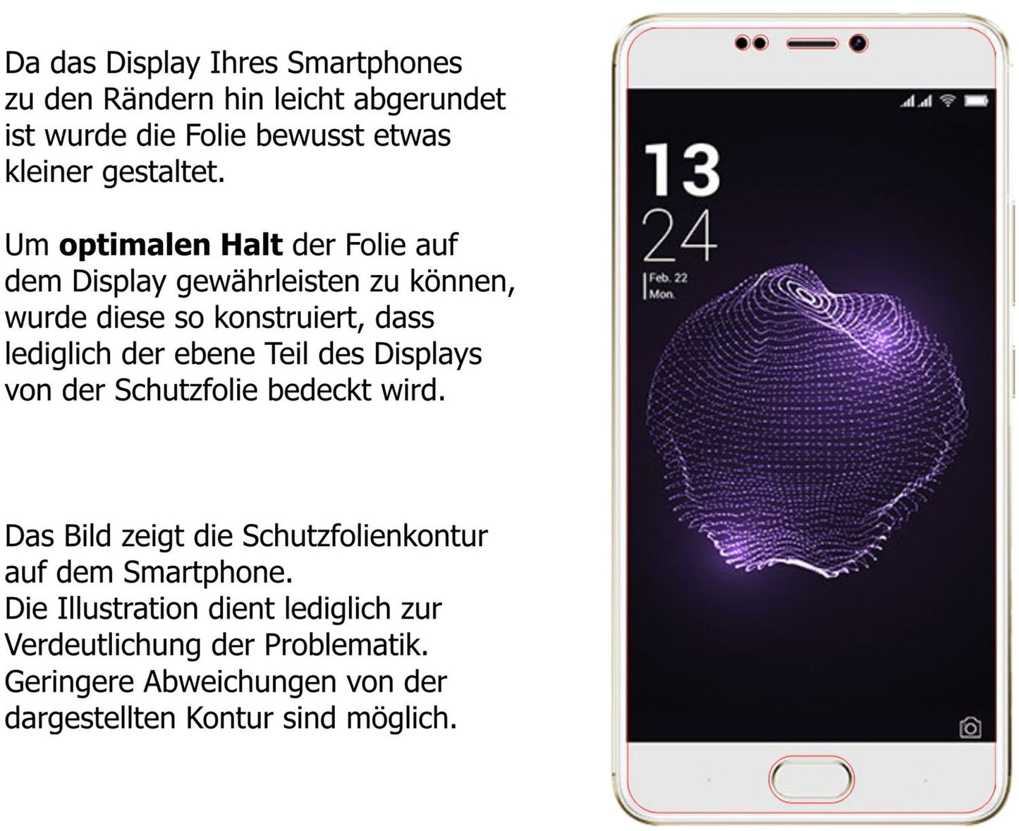 Schutzfolie mit optimaler Passform, zur Verwendung mit Hüllen geeignet