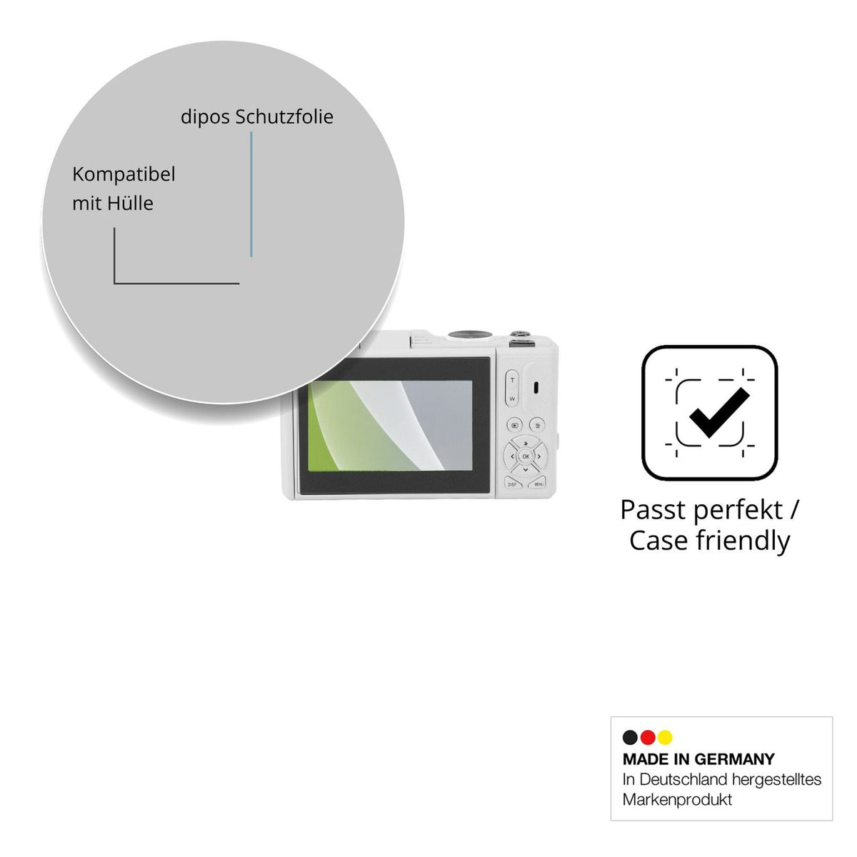 Schutzfolie mit optimaler Passform, zur Verwendung mit Hüllen geeignet