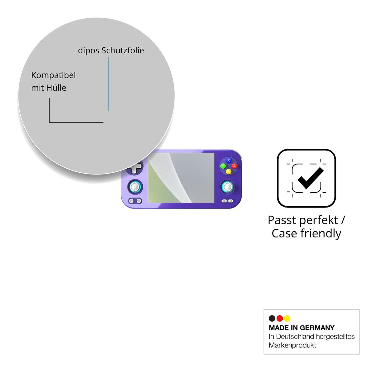 Schutzfolie mit optimaler Passform, zur Verwendung mit Hüllen geeignet