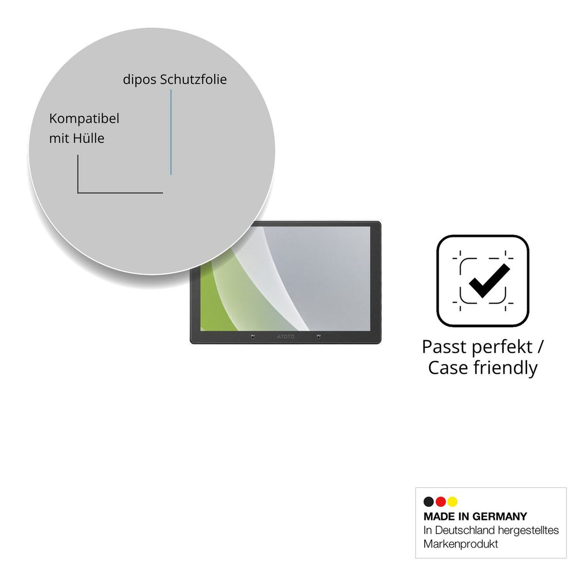 Schutzfolie mit optimaler Passform, zur Verwendung mit Hüllen geeignet