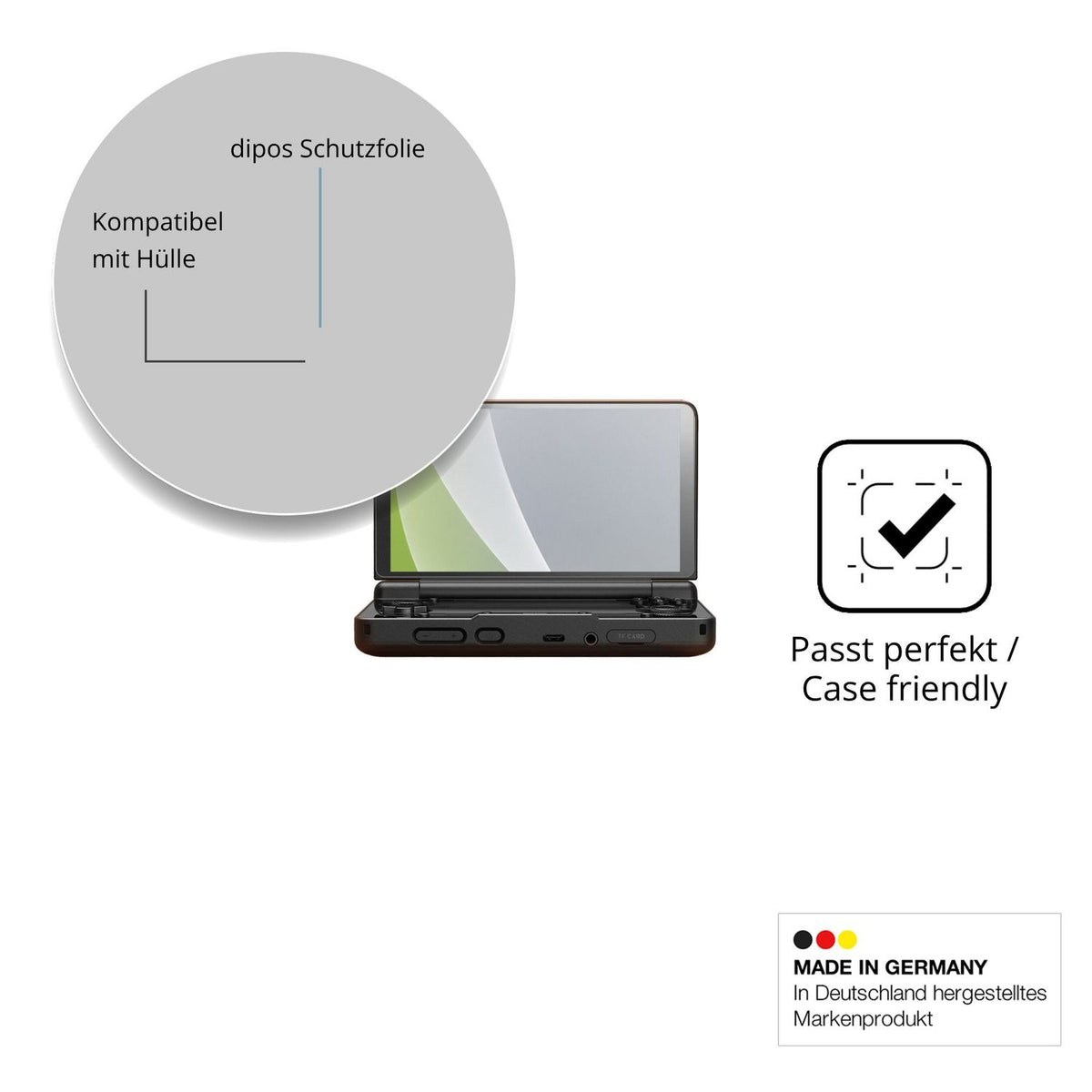 Schutzfolie mit optimaler Passform, zur Verwendung mit Hüllen geeignet