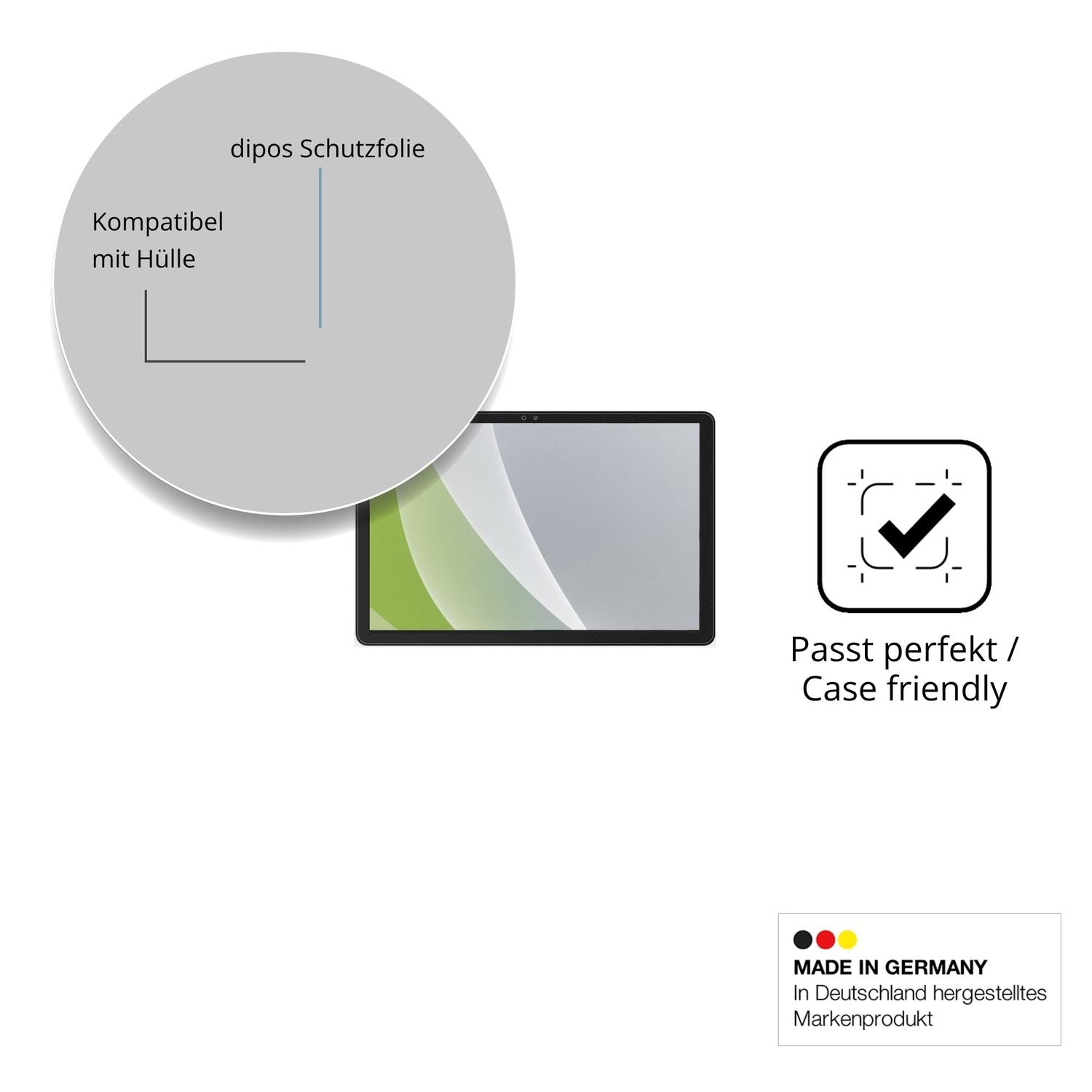 Schutzfolie mit optimaler Passform, zur Verwendung mit Hüllen geeignet