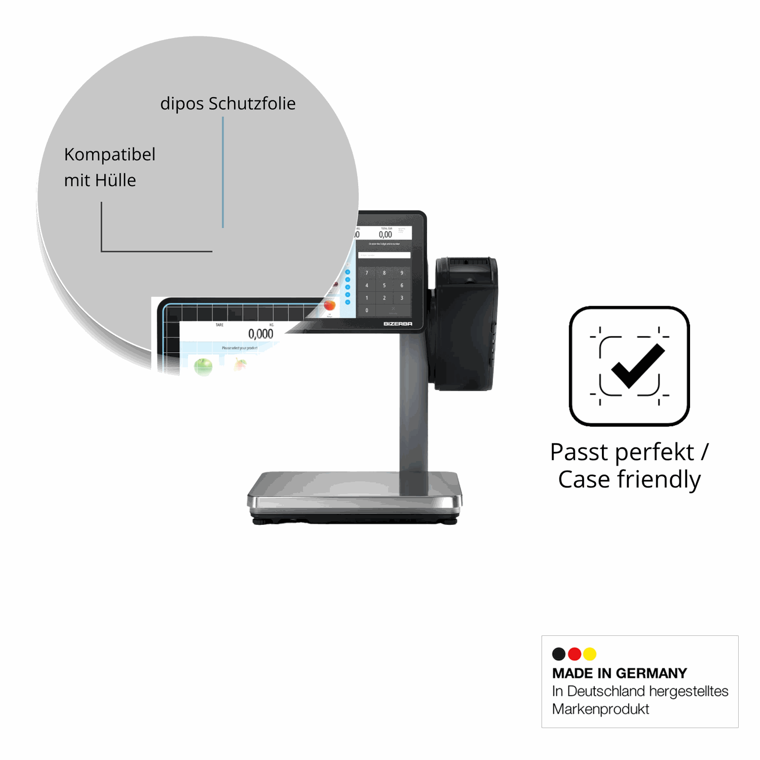 Schutzfolie mit optimaler Passform, zur Verwendung mit Hüllen geeignet