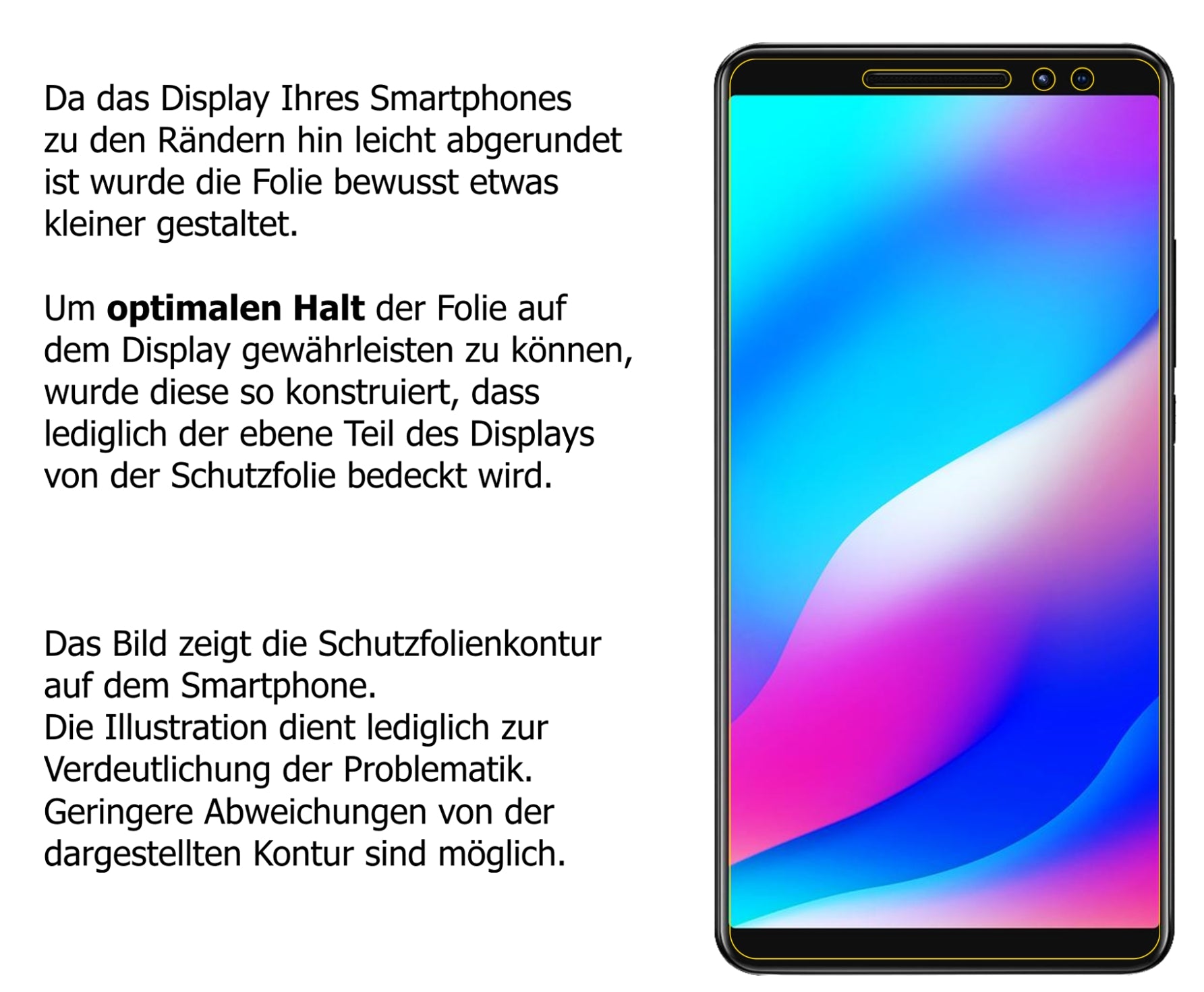 Schutzfolie mit optimaler Passform, zur Verwendung mit Hüllen geeignet