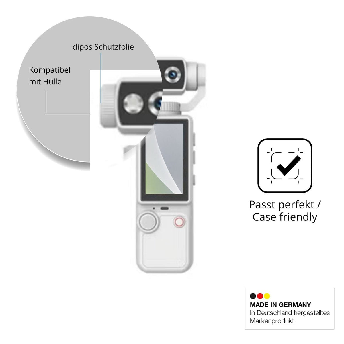 Schutzfolie mit optimaler Passform, zur Verwendung mit Hüllen geeignet