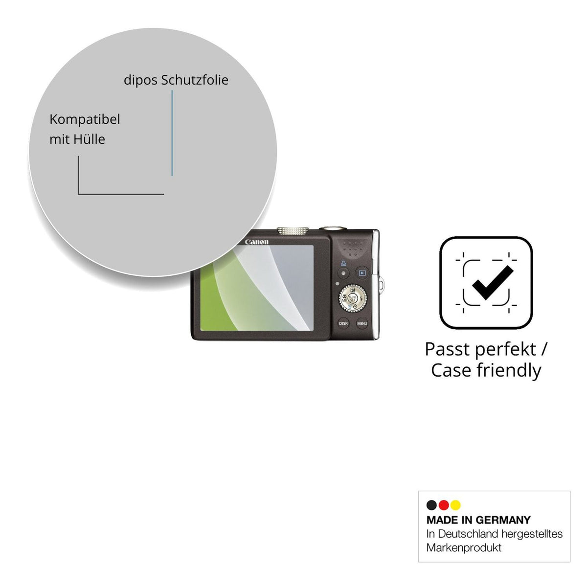 Schutzfolie mit optimaler Passform, zur Verwendung mit Hüllen geeignet