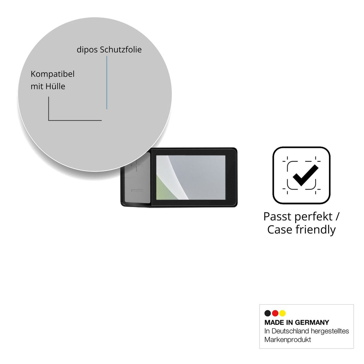 Schutzfolie mit optimaler Passform, zur Verwendung mit Hüllen geeignet