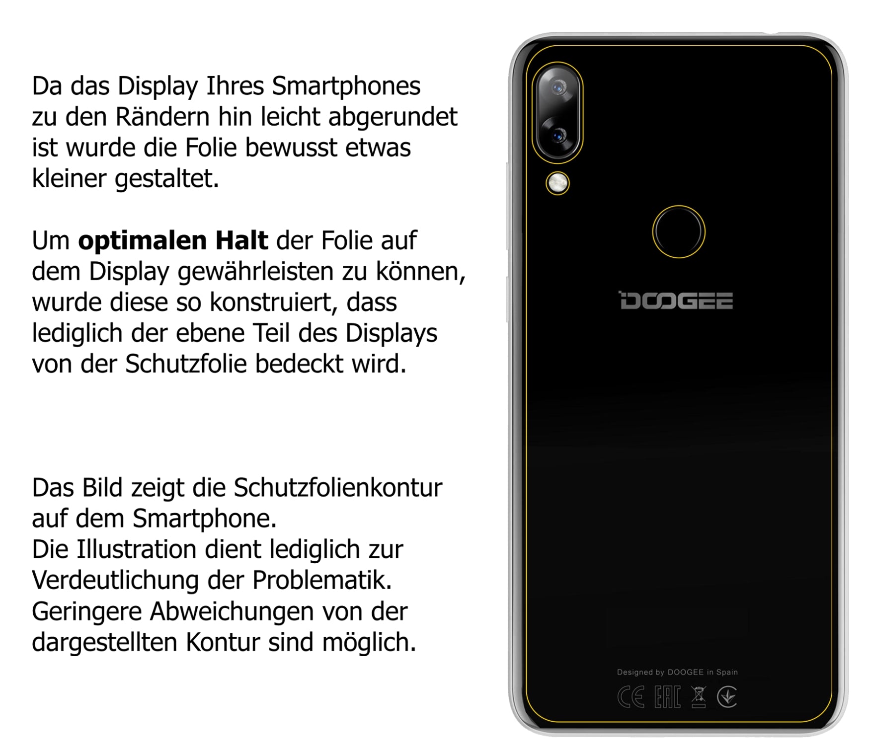 Schutzfolie mit optimaler Passform, zur Verwendung mit Hüllen geeignet