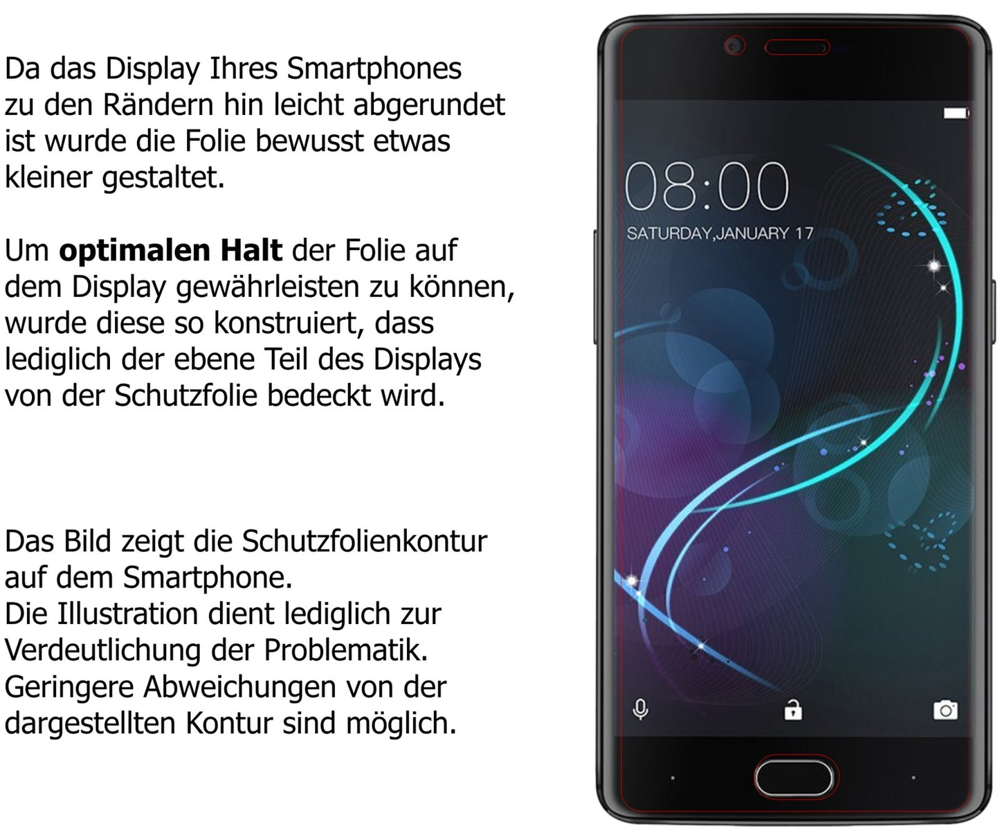 Schutzfolie mit optimaler Passform, zur Verwendung mit Hüllen geeignet