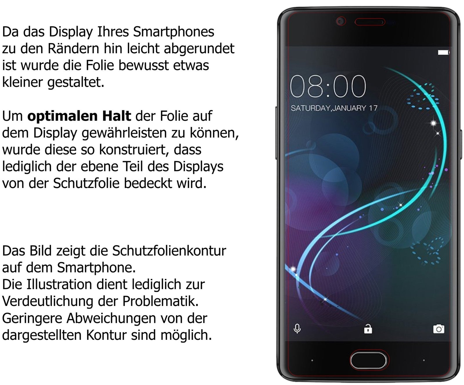 Schutzfolie mit optimaler Passform, zur Verwendung mit Hüllen geeignet