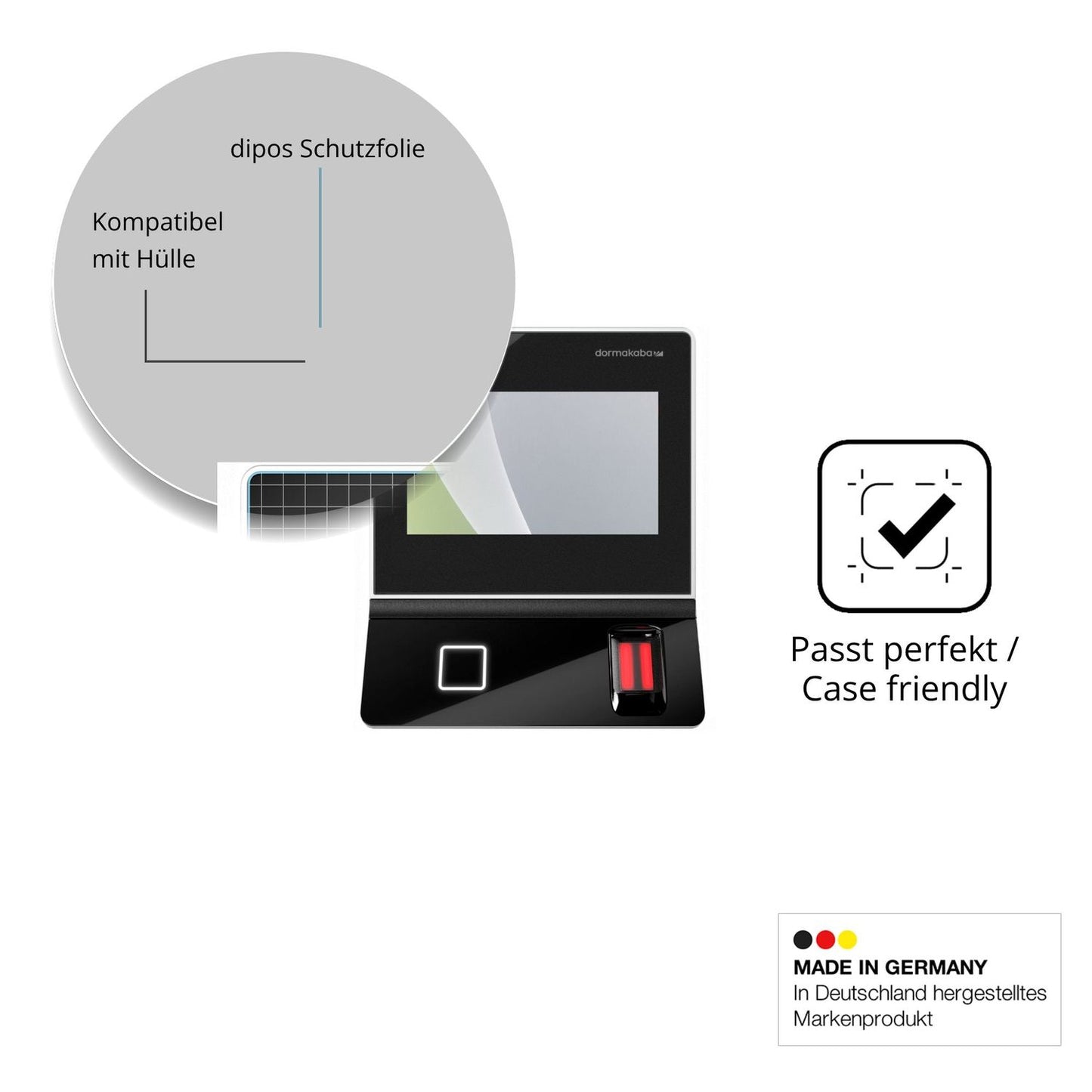 Schutzfolie mit optimaler Passform, zur Verwendung mit Hüllen geeignet
