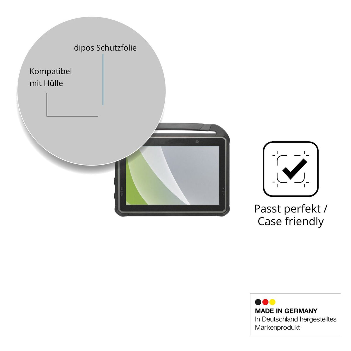 Schutzfolie mit optimaler Passform, zur Verwendung mit Hüllen geeignet