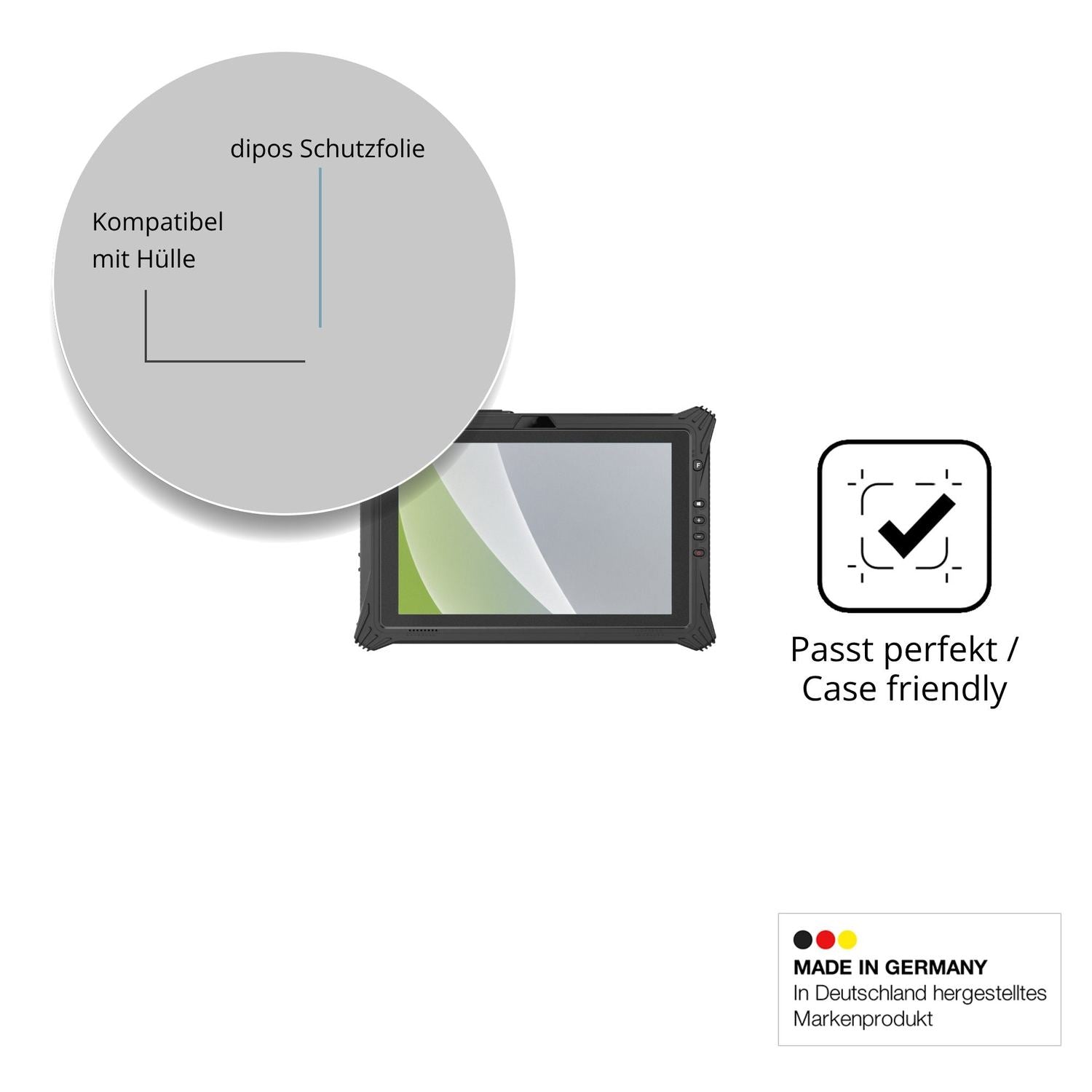 Schutzfolie mit optimaler Passform, zur Verwendung mit Hüllen geeignet