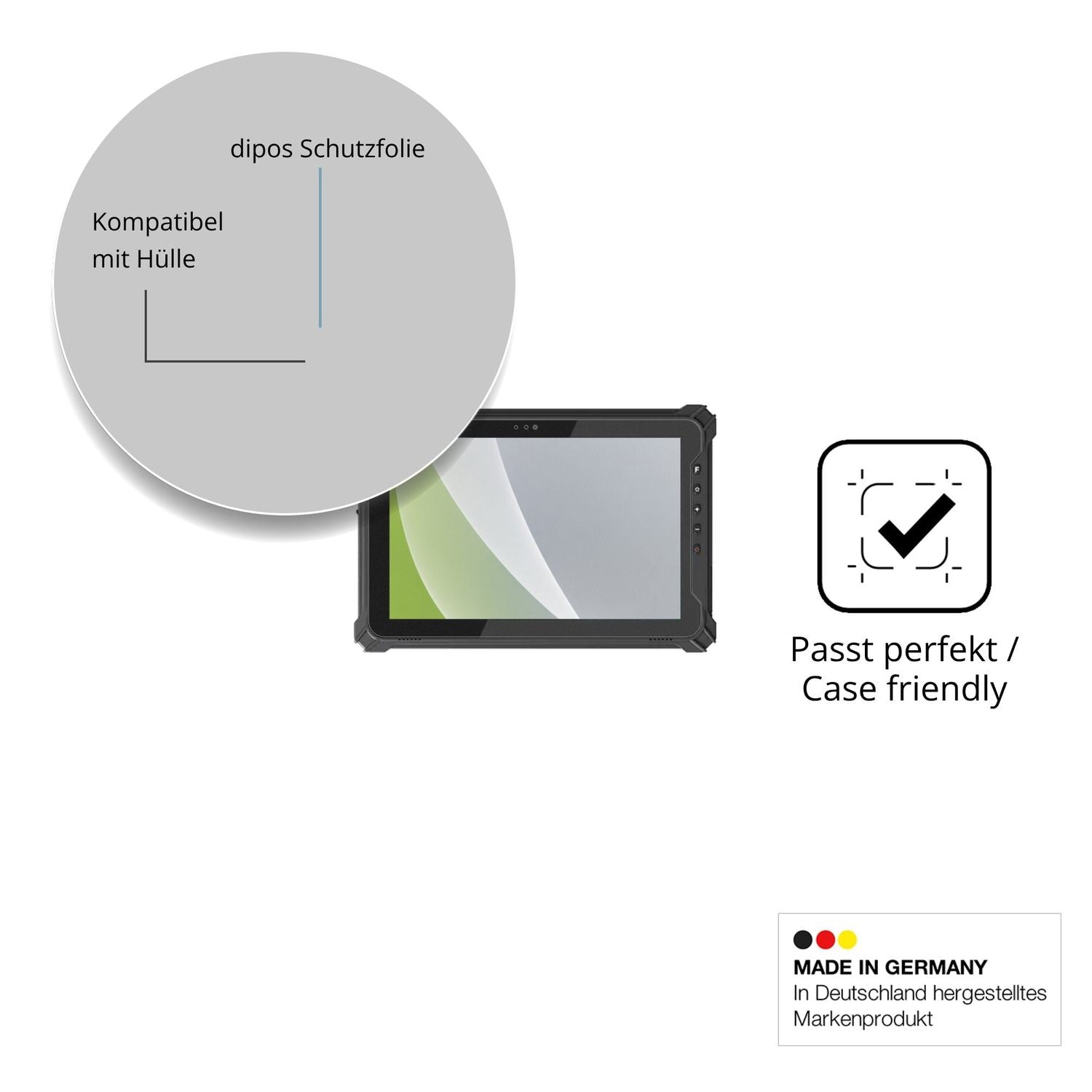 Schutzfolie mit optimaler Passform, zur Verwendung mit Hüllen geeignet