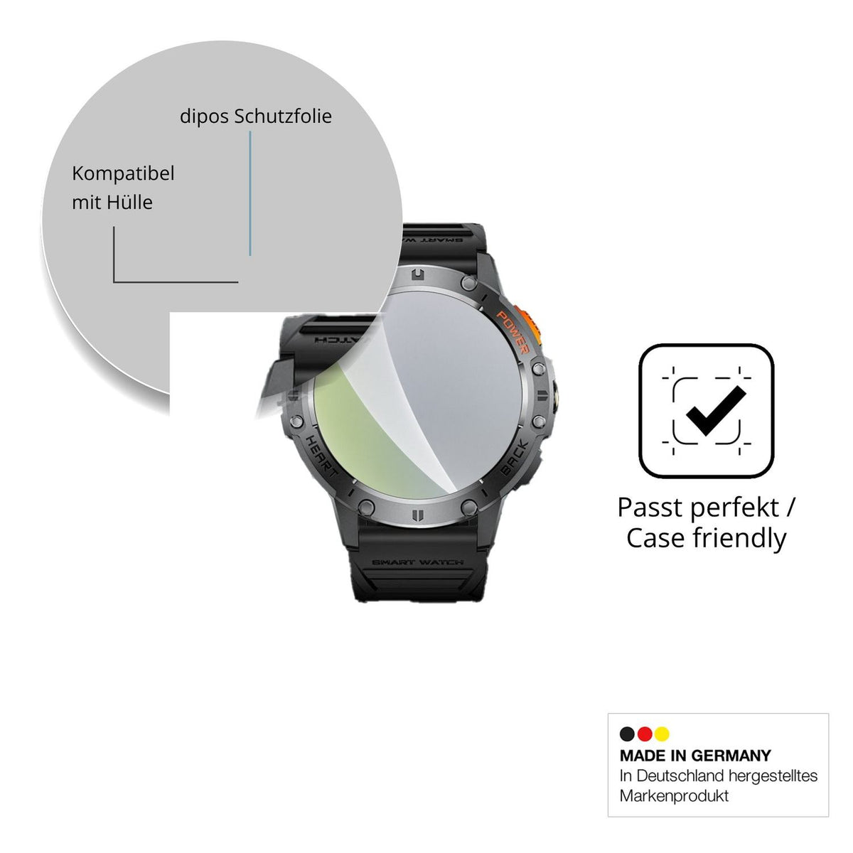 Schutzfolie mit optimaler Passform, zur Verwendung mit Hüllen geeignet