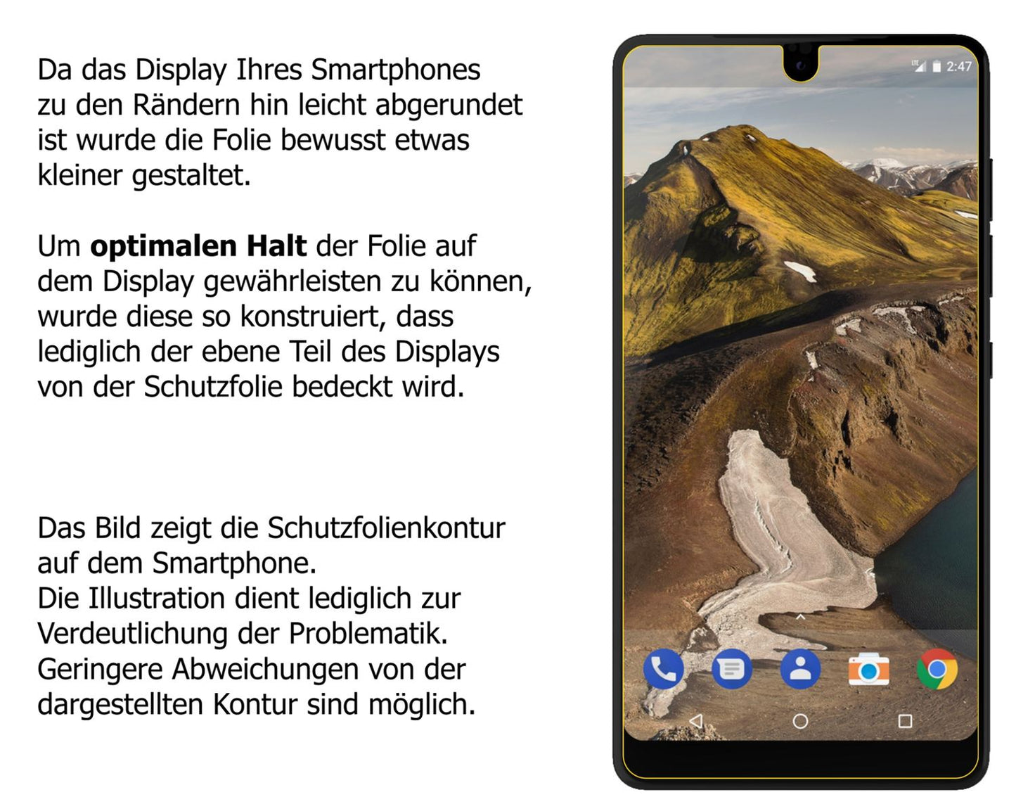 Schutzfolie mit optimaler Passform, zur Verwendung mit Hüllen geeignet