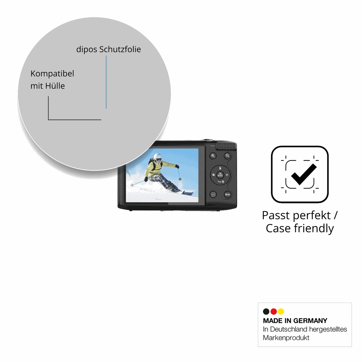 Schutzfolie mit optimaler Passform, zur Verwendung mit Hüllen geeignet
