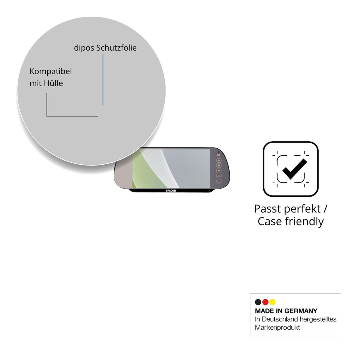 Schutzfolie mit optimaler Passform, zur Verwendung mit Hüllen geeignet