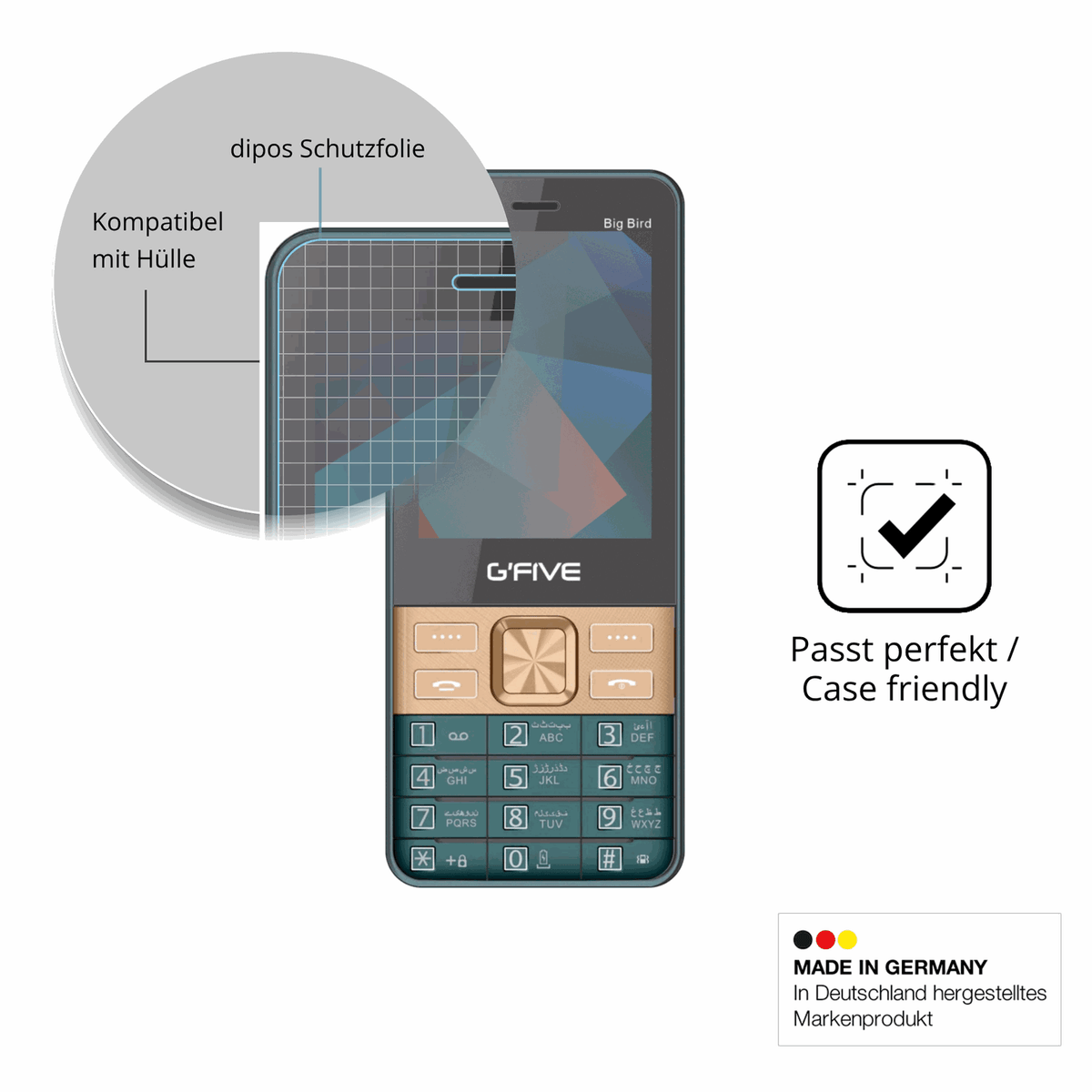 Schutzfolie mit optimaler Passform, zur Verwendung mit Hüllen geeignet