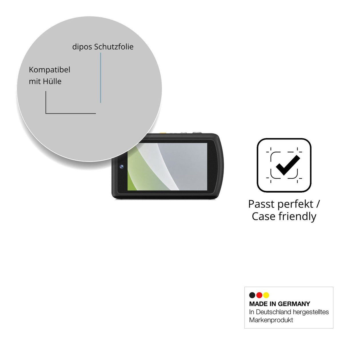 Schutzfolie mit optimaler Passform, zur Verwendung mit Hüllen geeignet