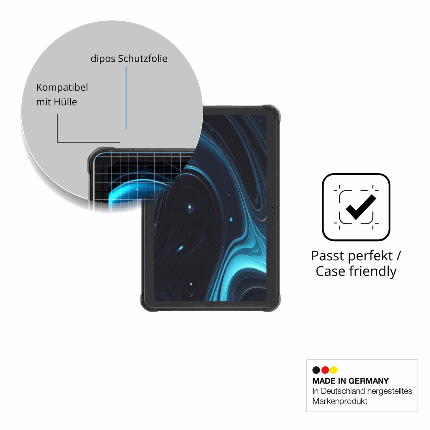 Schutzfolie mit optimaler Passform, zur Verwendung mit H�llen geeignet