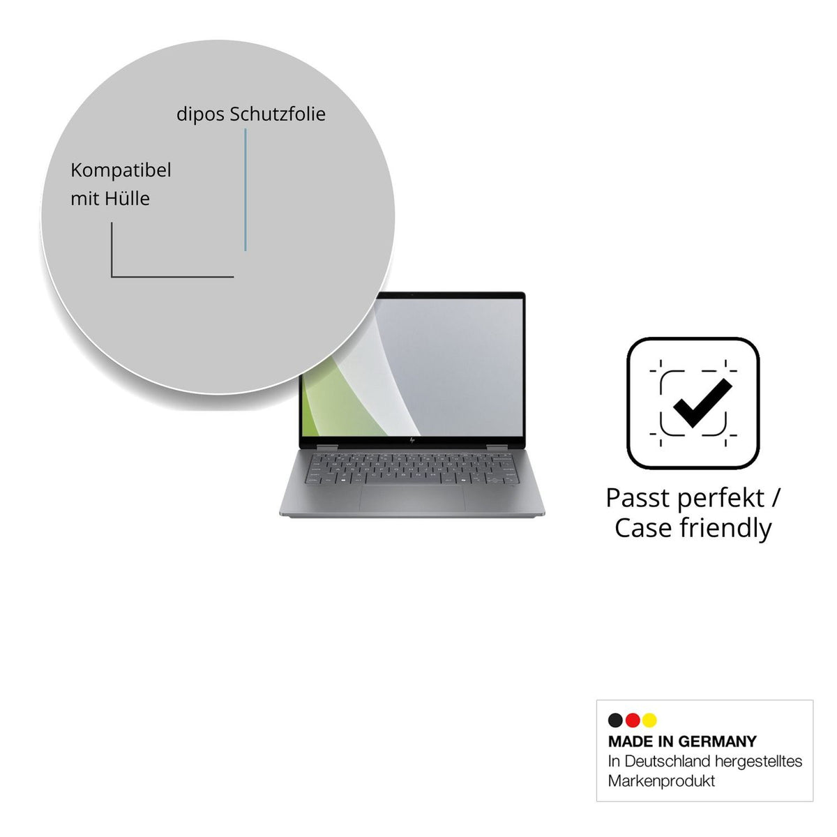 Schutzfolie mit optimaler Passform, zur Verwendung mit Hüllen geeignet