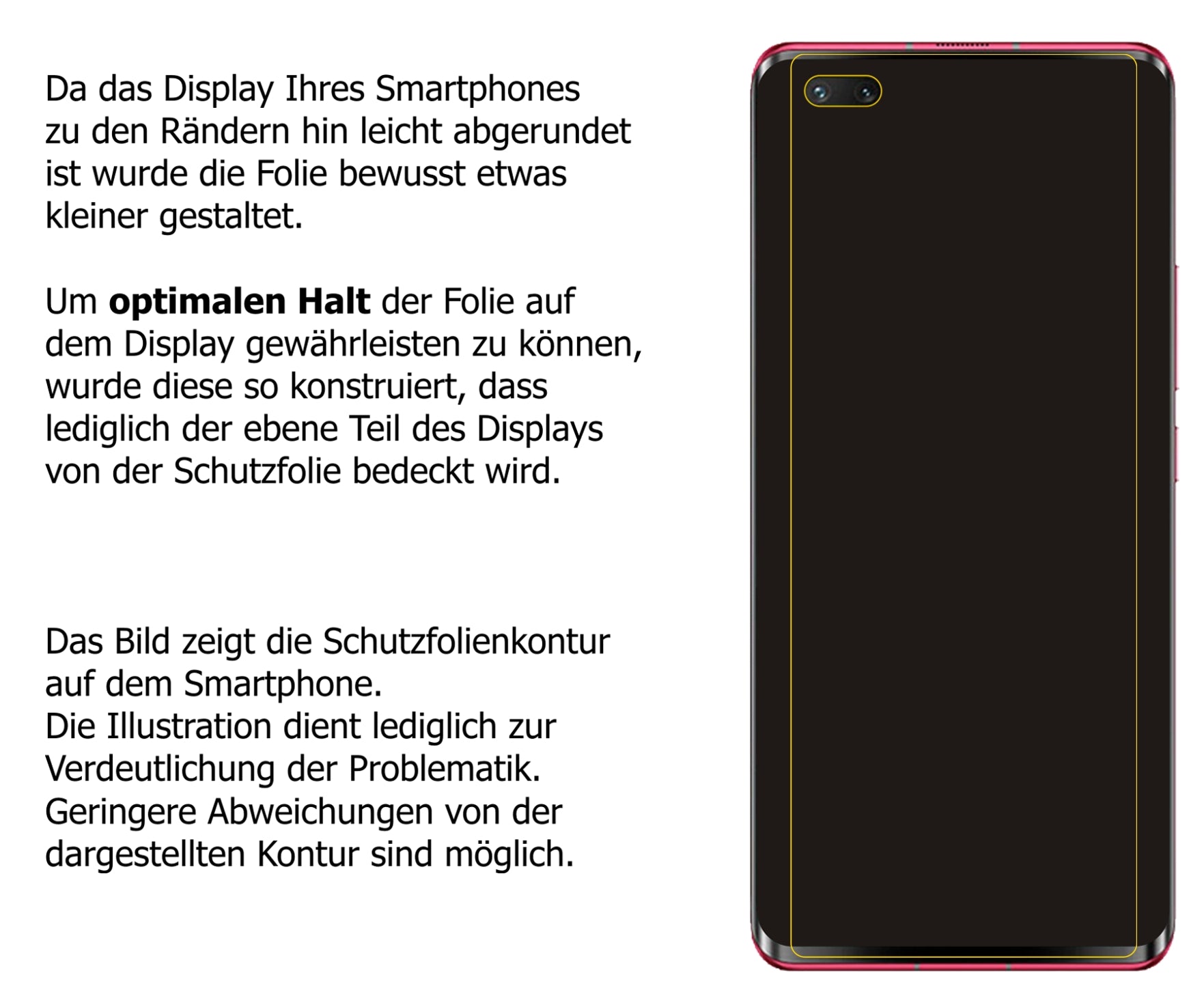 Schutzfolie mit optimaler Passform, zur Verwendung mit Hüllen geeignet