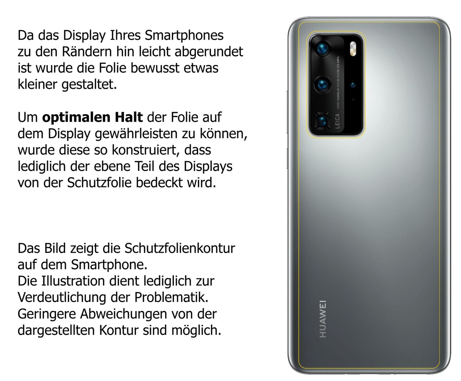 Schutzfolie mit optimaler Passform, zur Verwendung mit Hüllen geeignet