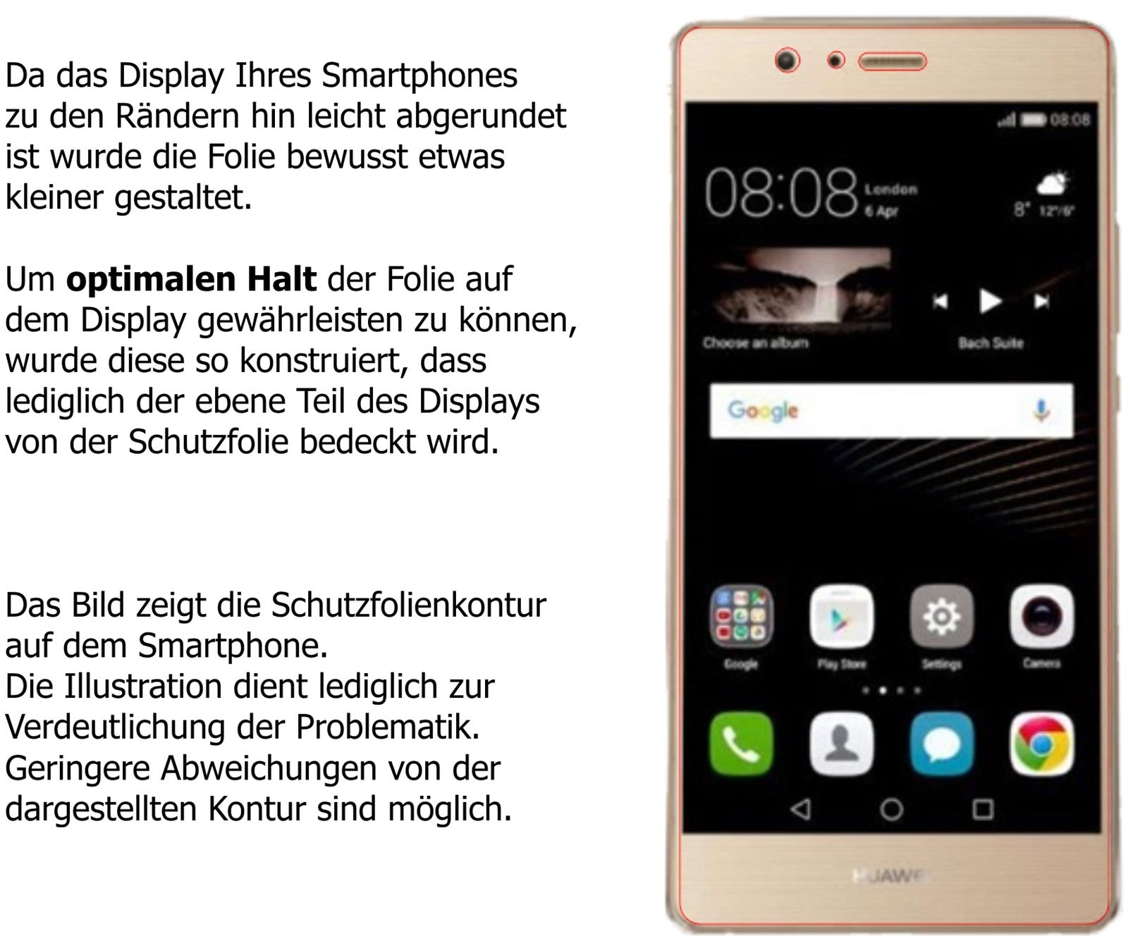 Schutzfolie mit optimaler Passform, zur Verwendung mit Hüllen geeignet