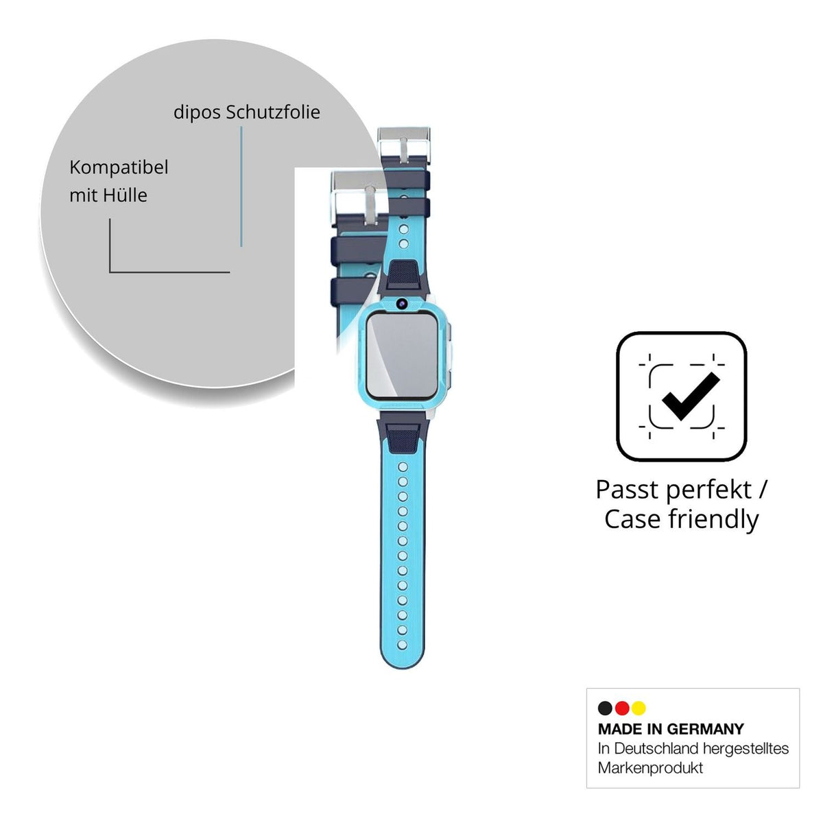 Schutzfolie mit optimaler Passform, zur Verwendung mit Hüllen geeignet