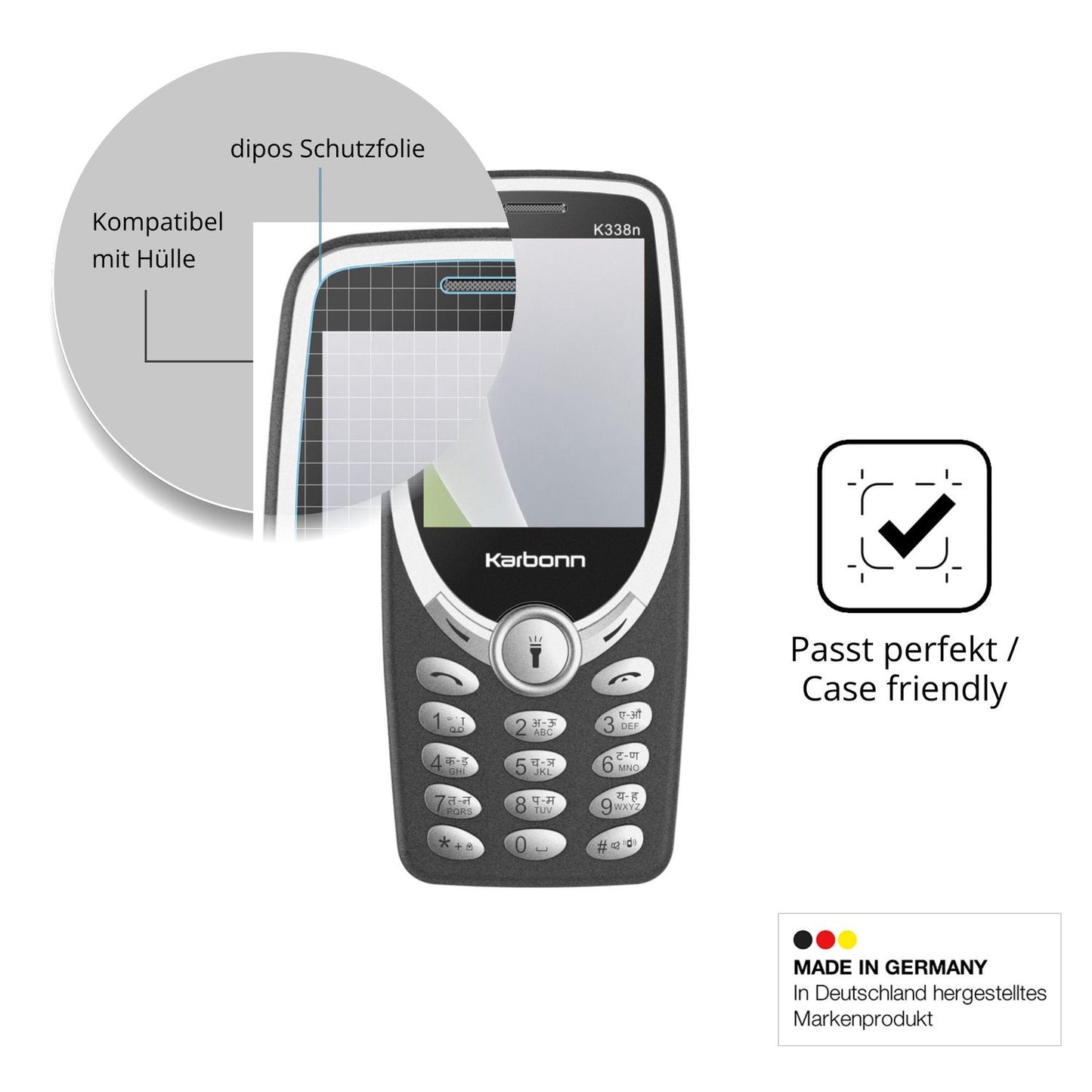 Schutzfolie mit optimaler Passform, zur Verwendung mit Hüllen geeignet
