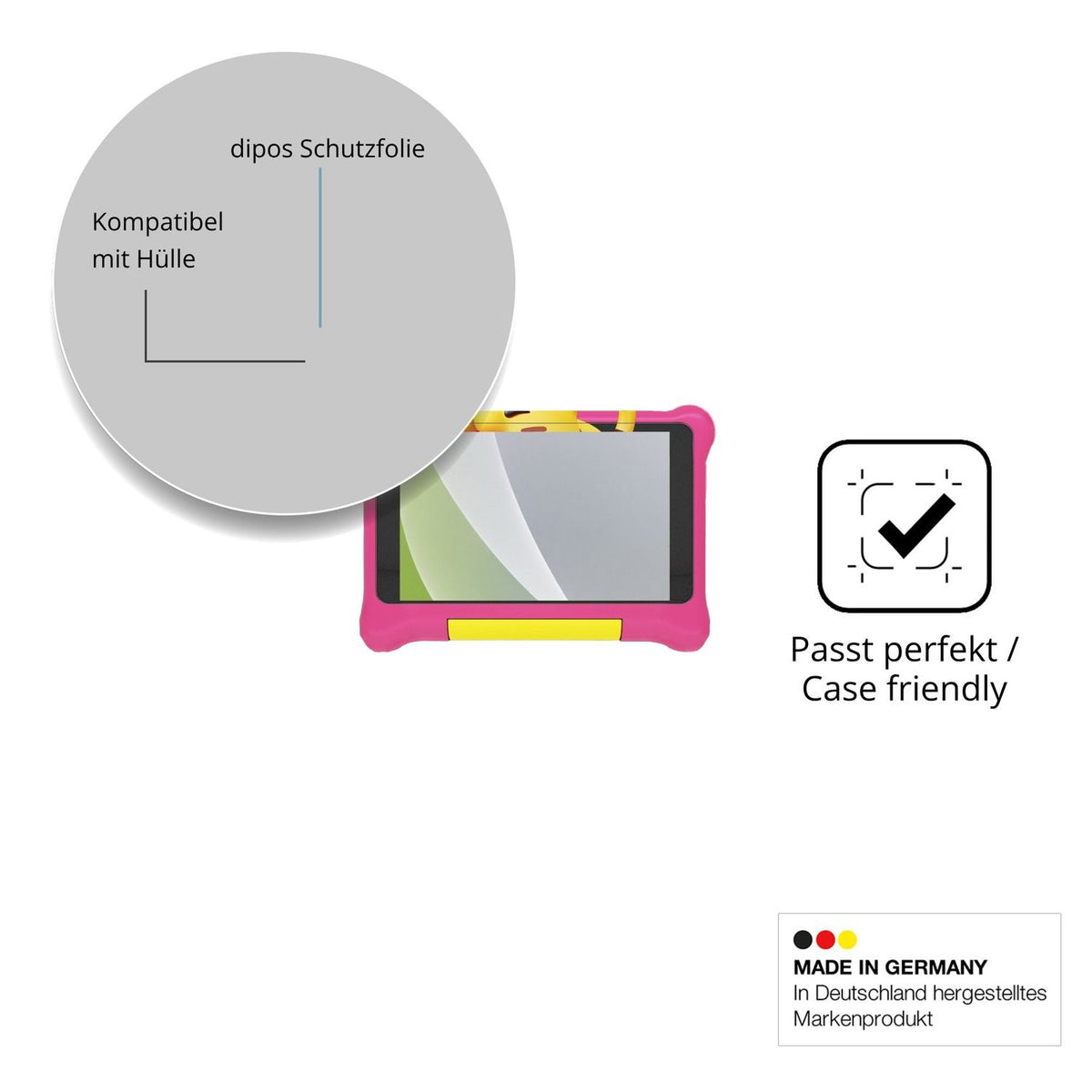 Schutzfolie mit optimaler Passform, zur Verwendung mit Hüllen geeignet