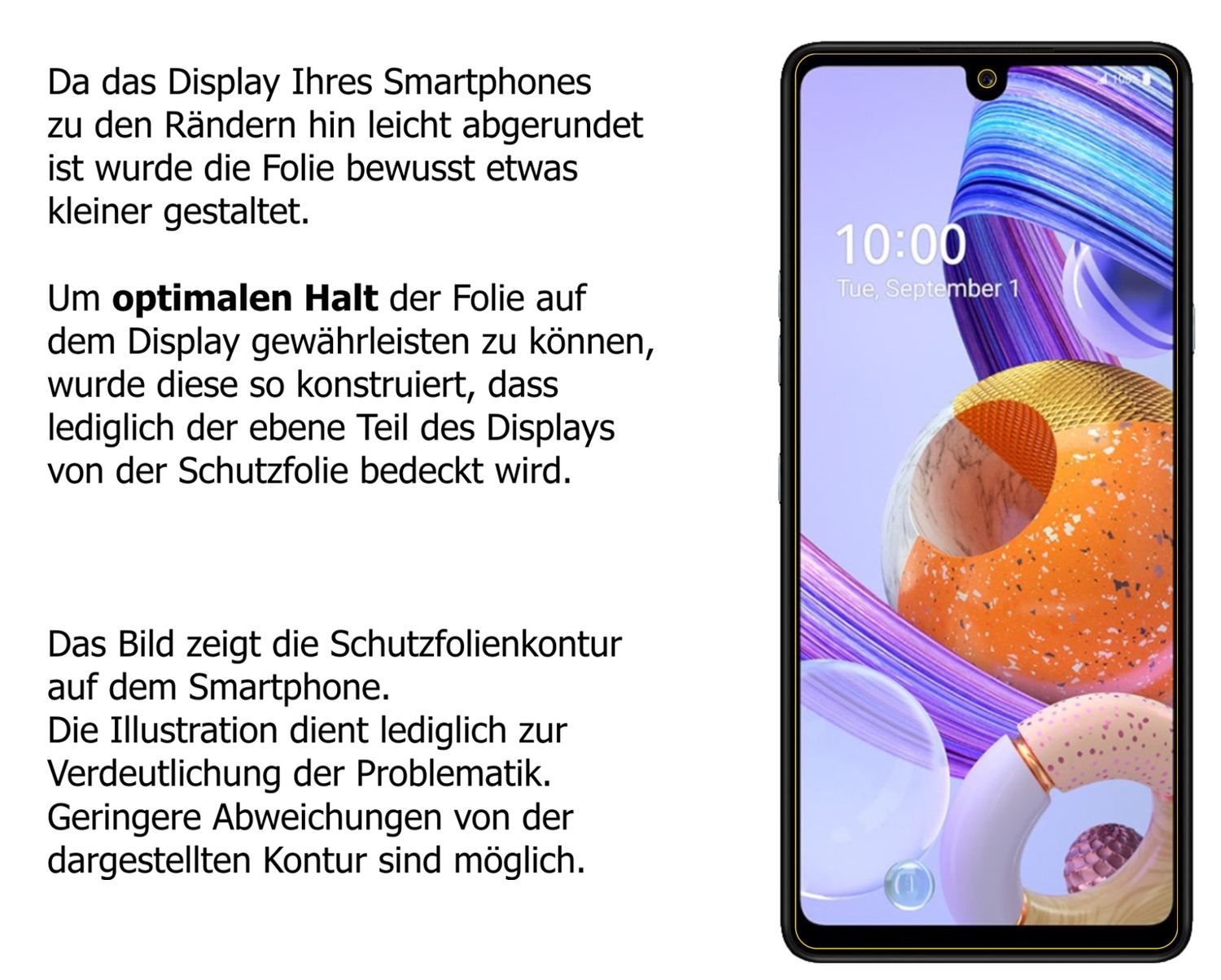 Schutzfolie mit optimaler Passform, zur Verwendung mit Hüllen geeignet
