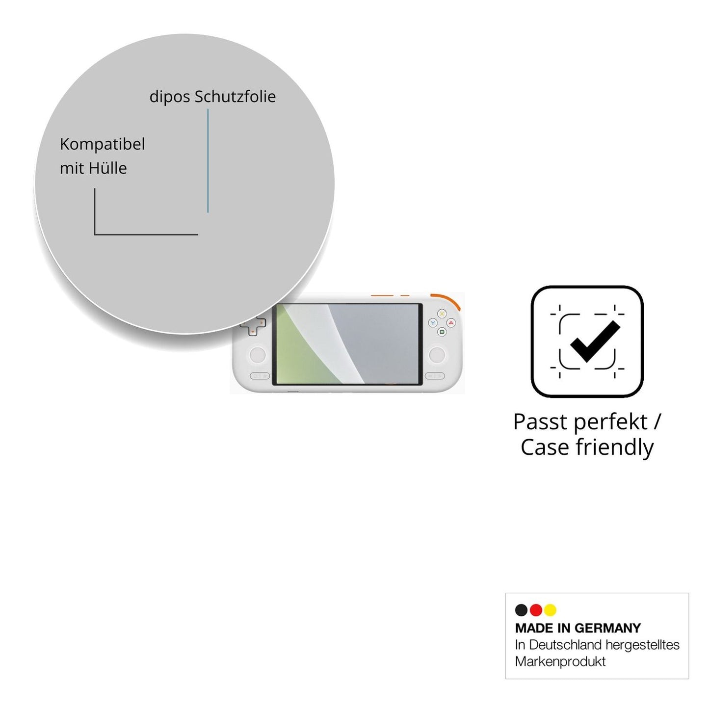 Schutzfolie mit optimaler Passform, zur Verwendung mit Hüllen geeignet