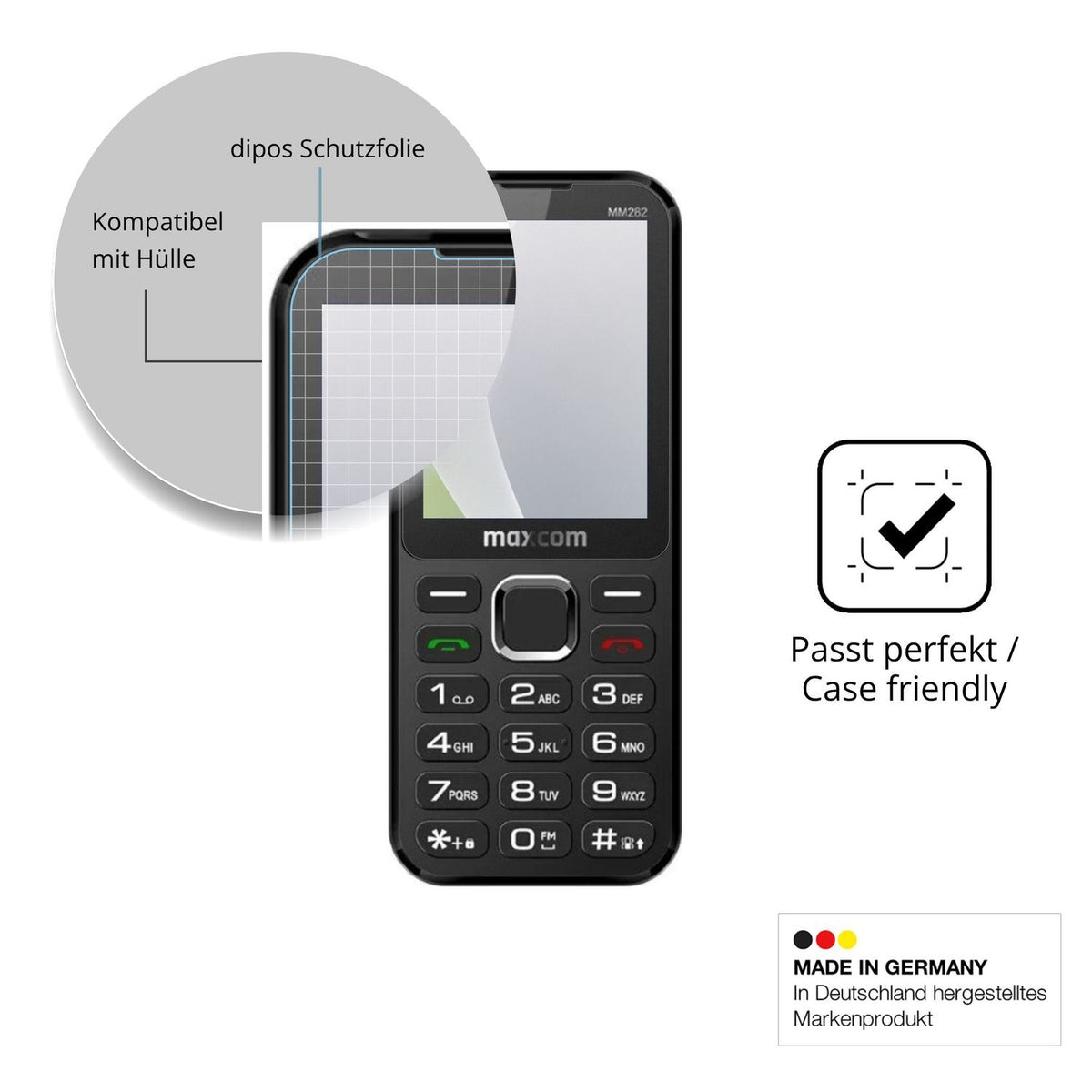 Schutzfolie mit optimaler Passform, zur Verwendung mit Hüllen geeignet