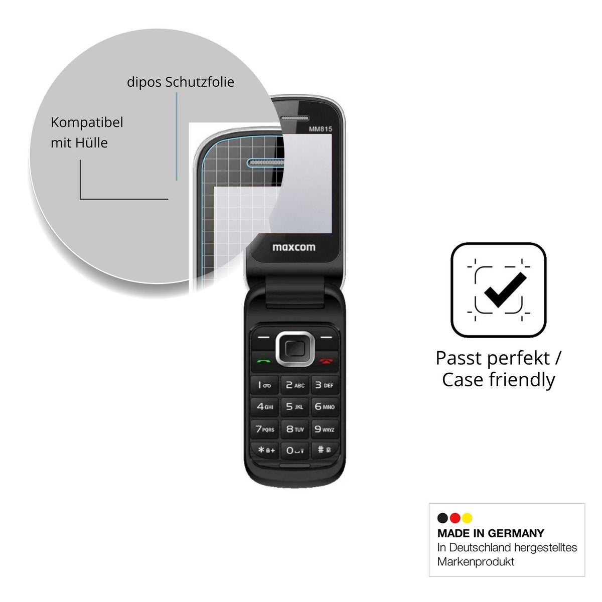 Schutzfolie mit optimaler Passform, zur Verwendung mit Hüllen geeignet