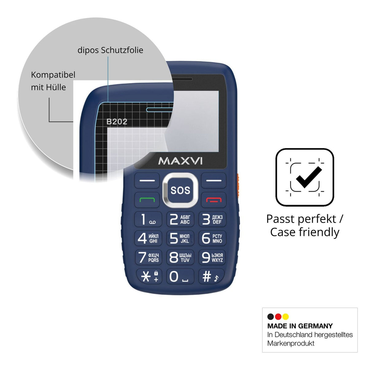 Schutzfolie mit optimaler Passform, zur Verwendung mit Hüllen geeignet