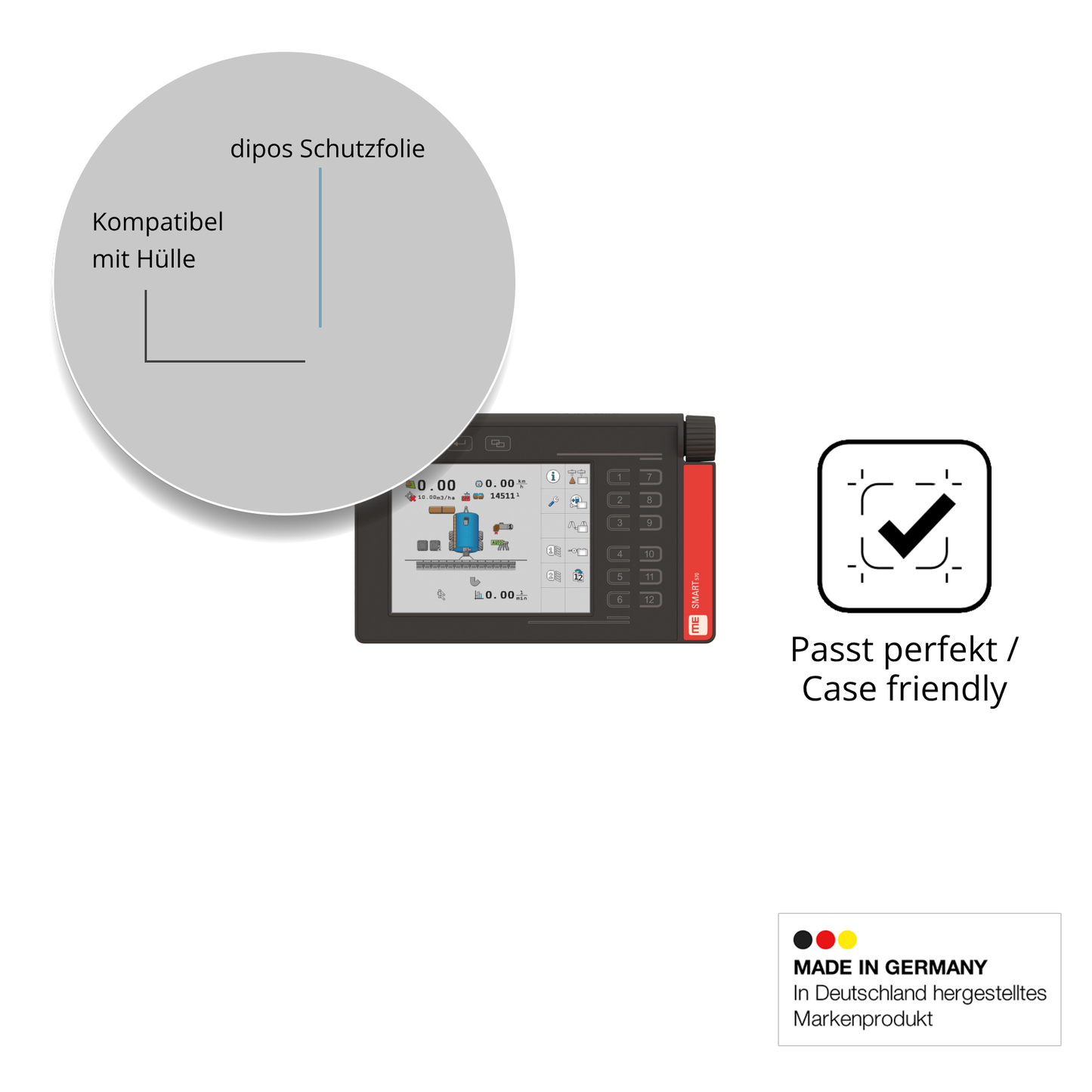 Schutzfolie mit optimaler Passform, zur Verwendung mit Hüllen geeignet