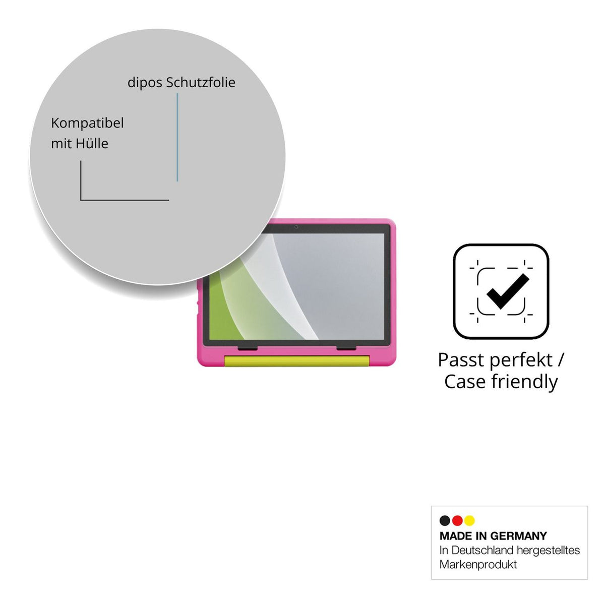 Schutzfolie mit optimaler Passform, zur Verwendung mit Hüllen geeignet