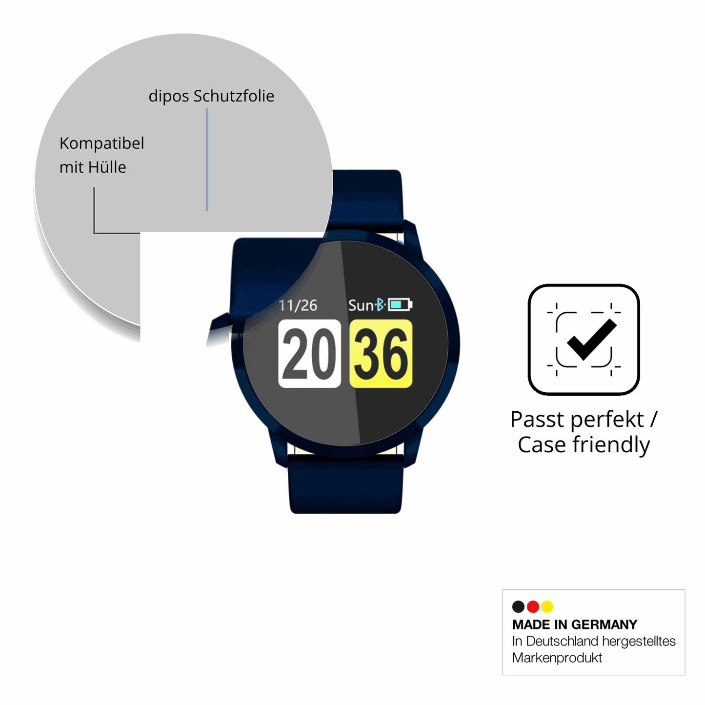 Schutzfolie mit optimaler Passform, zur Verwendung mit Hüllen geeignet
