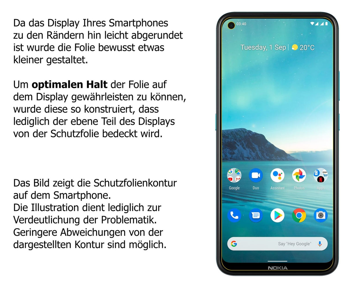 Schutzfolie mit optimaler Passform, zur Verwendung mit Hüllen geeignet