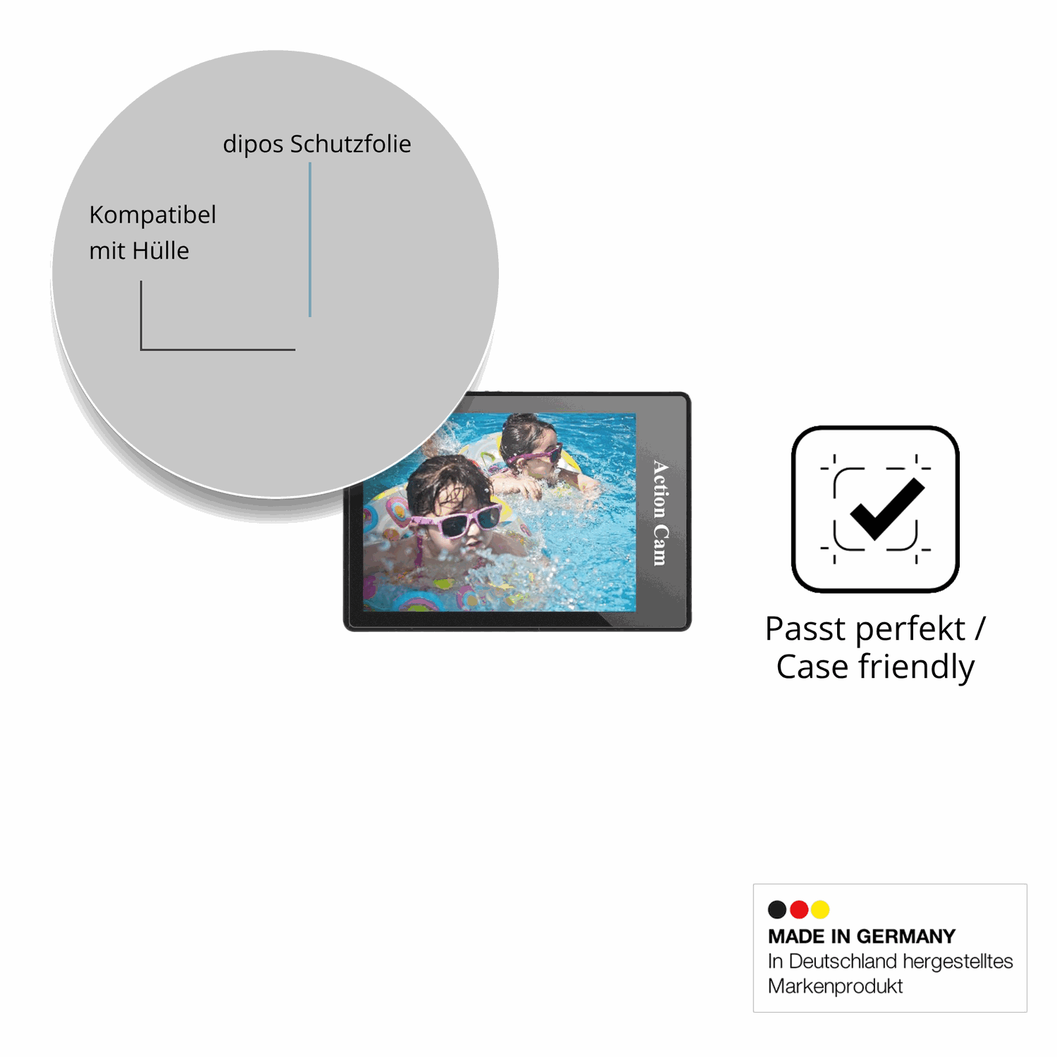 Schutzfolie mit optimaler Passform, zur Verwendung mit Hüllen geeignet