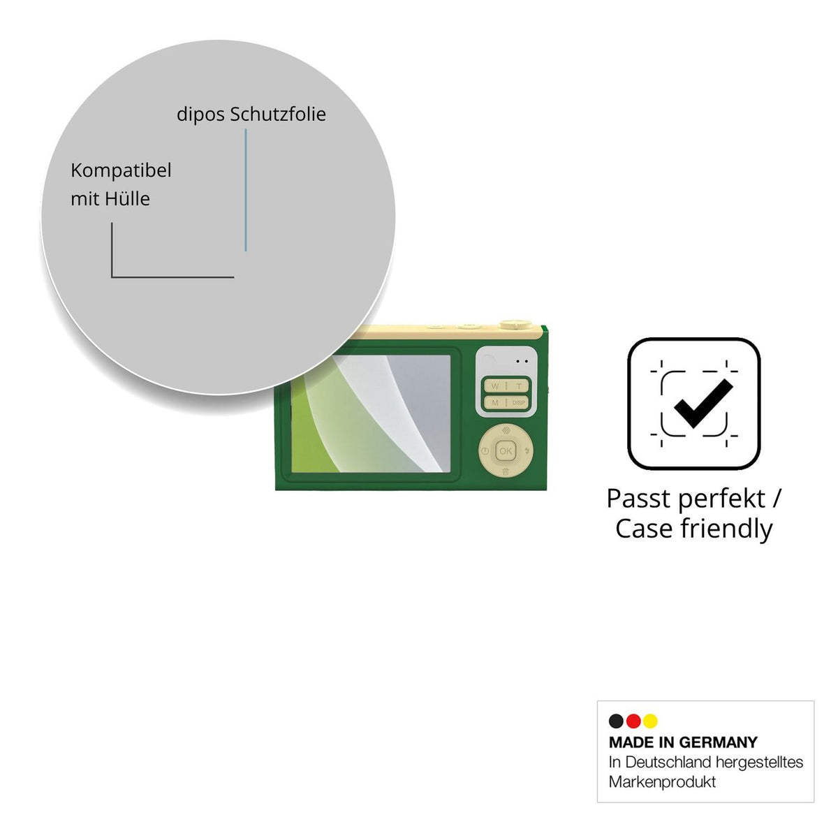 Schutzfolie mit optimaler Passform, zur Verwendung mit Hüllen geeignet
