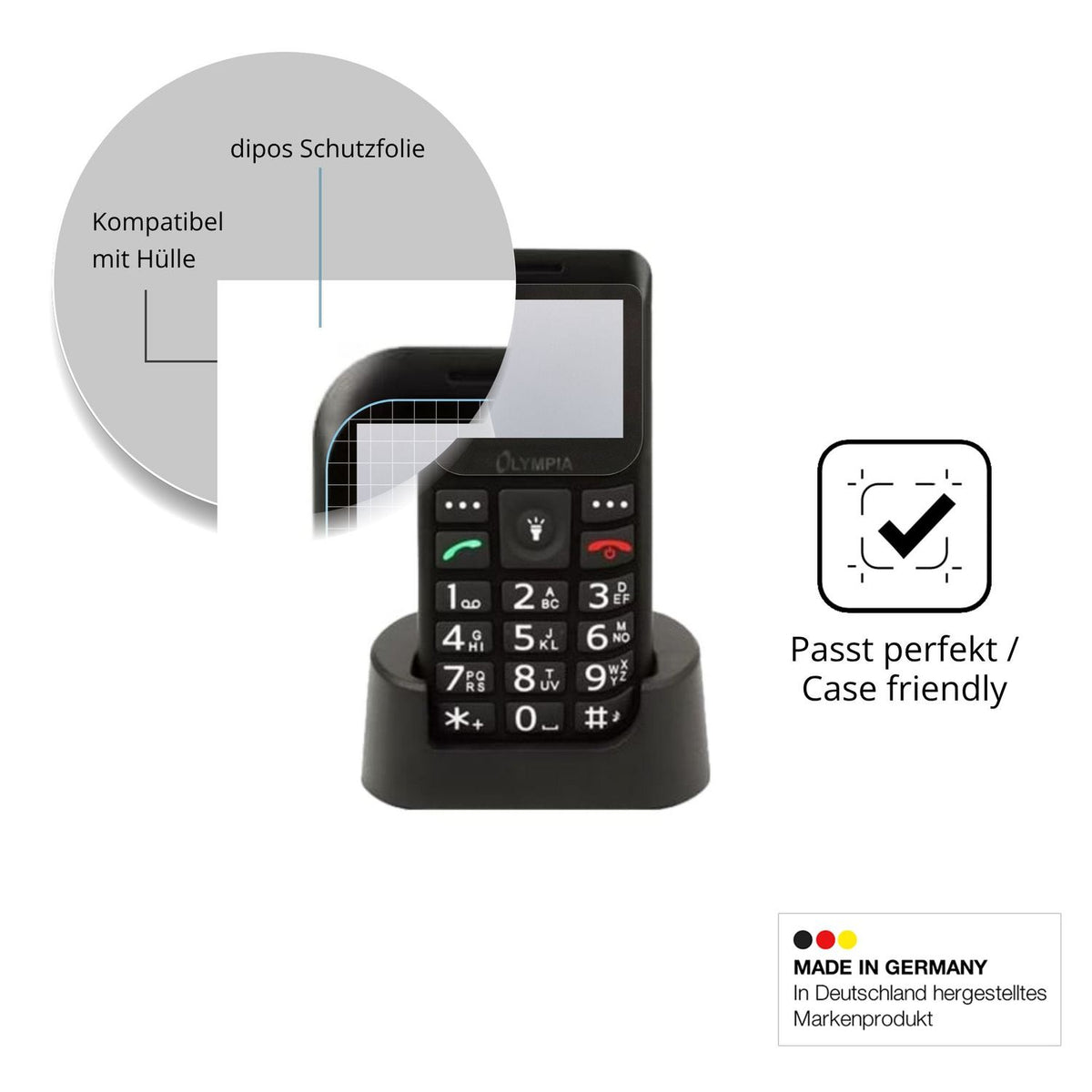 Schutzfolie mit optimaler Passform, zur Verwendung mit Hüllen geeignet
