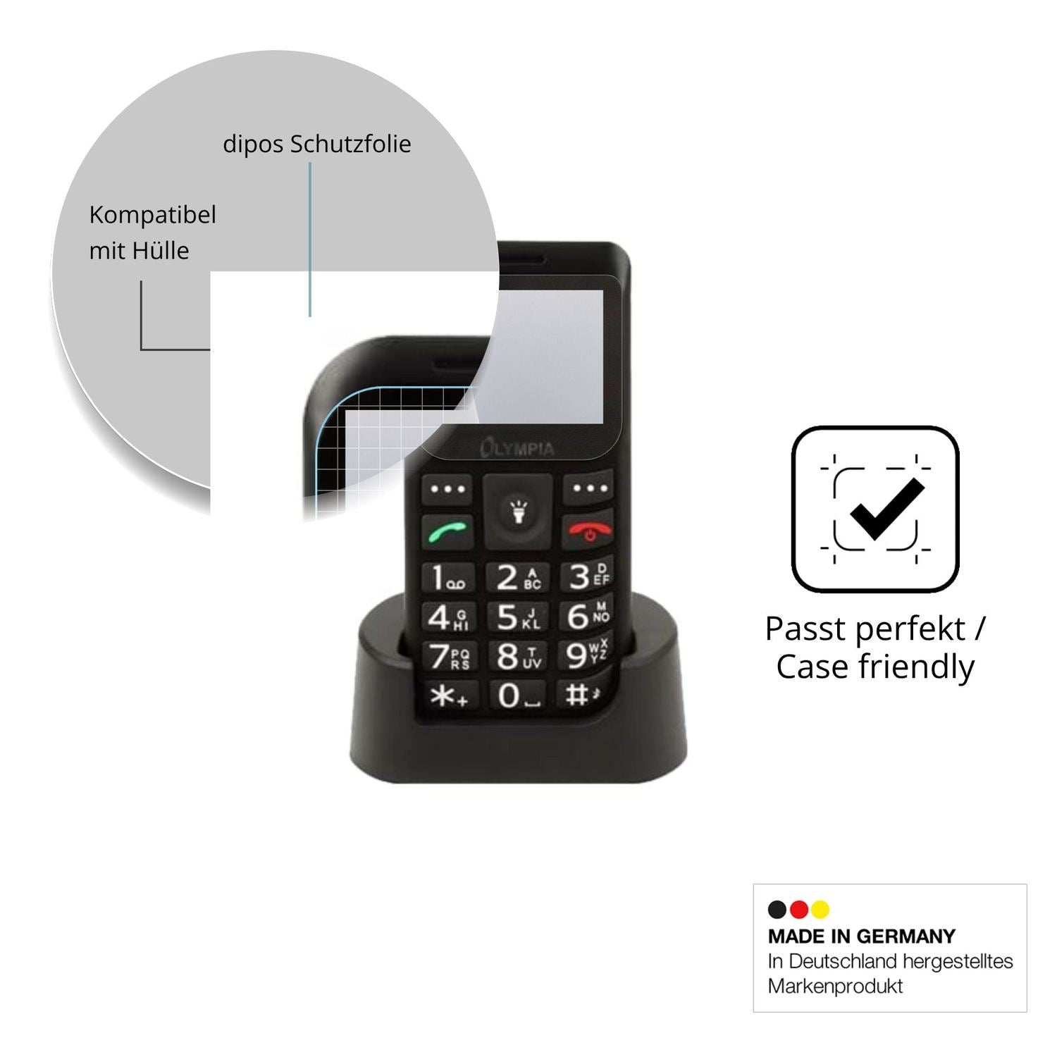 Schutzfolie mit optimaler Passform, zur Verwendung mit Hüllen geeignet